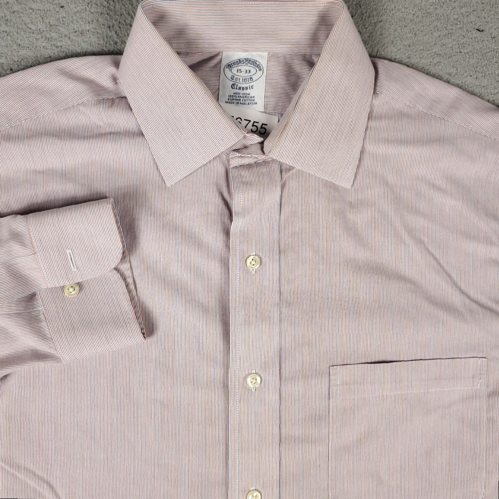 Brooks Brothers Brooks Brothers Dress Shirt Mens 15 Red Striped Long Sleeve Button Up Casual Workwear Size 40R - 2 Thumbnail