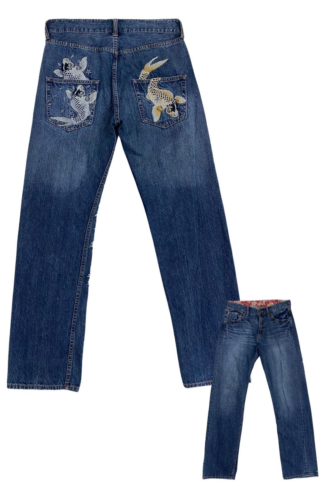image of Jun Takahashi x Junya Watanabe Bind Offer Koi Pond Embroidery Denim Japan in Blue, Men's (Size 32)