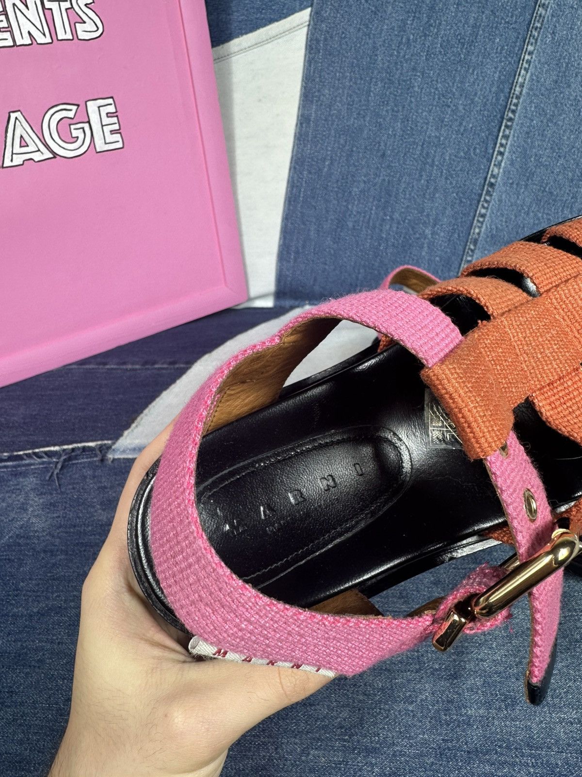 Marni Marni Orange & Pink Fisherman Sandals Canvas Straps Leather Size US 7 / IT 37 - 16 Thumbnail