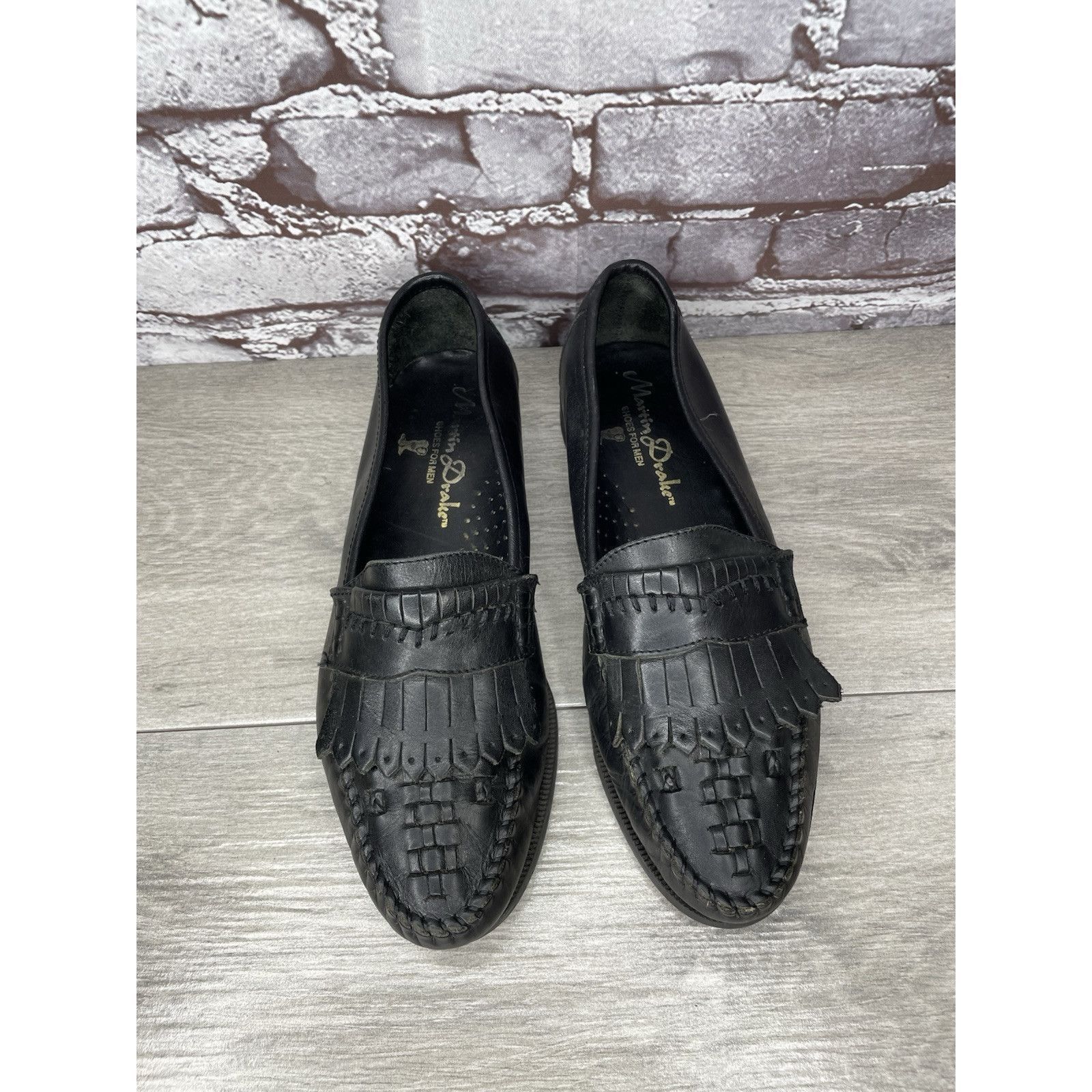 Drake Martin Drake Black Leather Kiltie Woven Loafers Dress Shoes Size US 8 / EU 41 - 15 Thumbnail