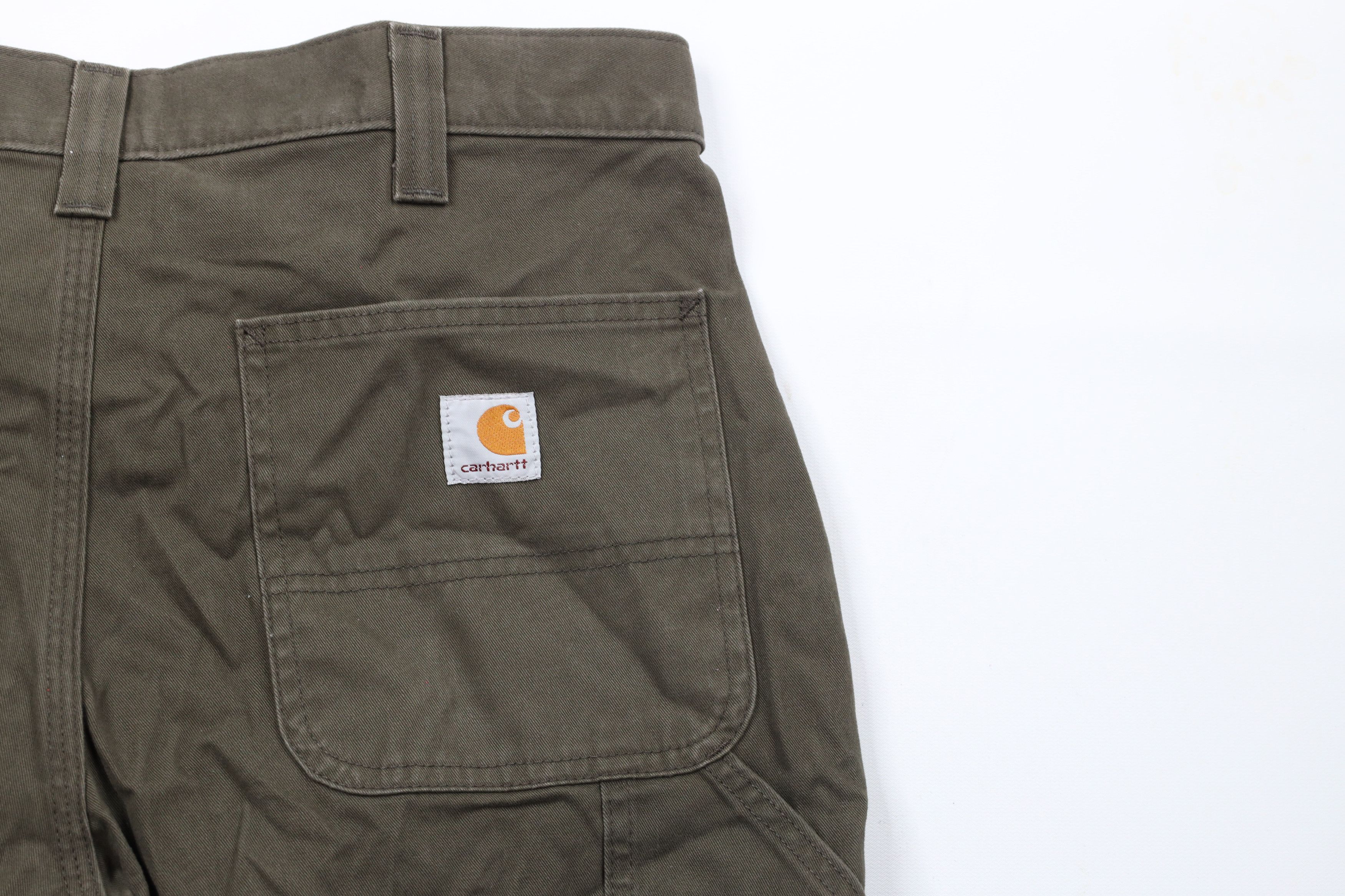 Carhartt × Vintage Vintage Carhartt Spell Out Relaxed Fit Dungaree Shorts Green Size US 33 - 9 Thumbnail
