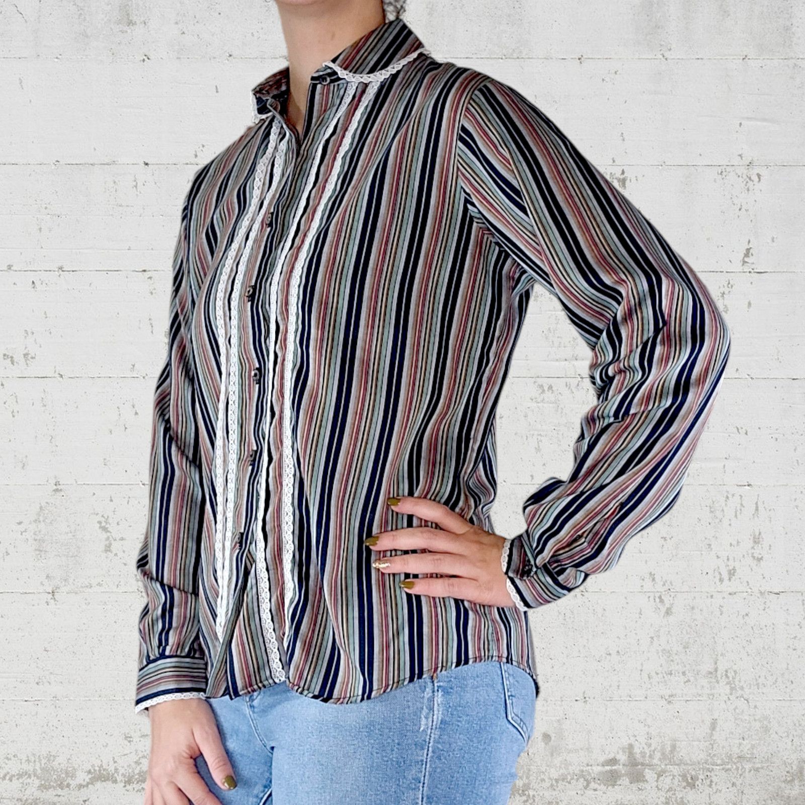 Vintage Vintage Retro Striped Button Down Blouse Size 12 Size XL / US 12-14 / IT 48-50 - 9 Thumbnail