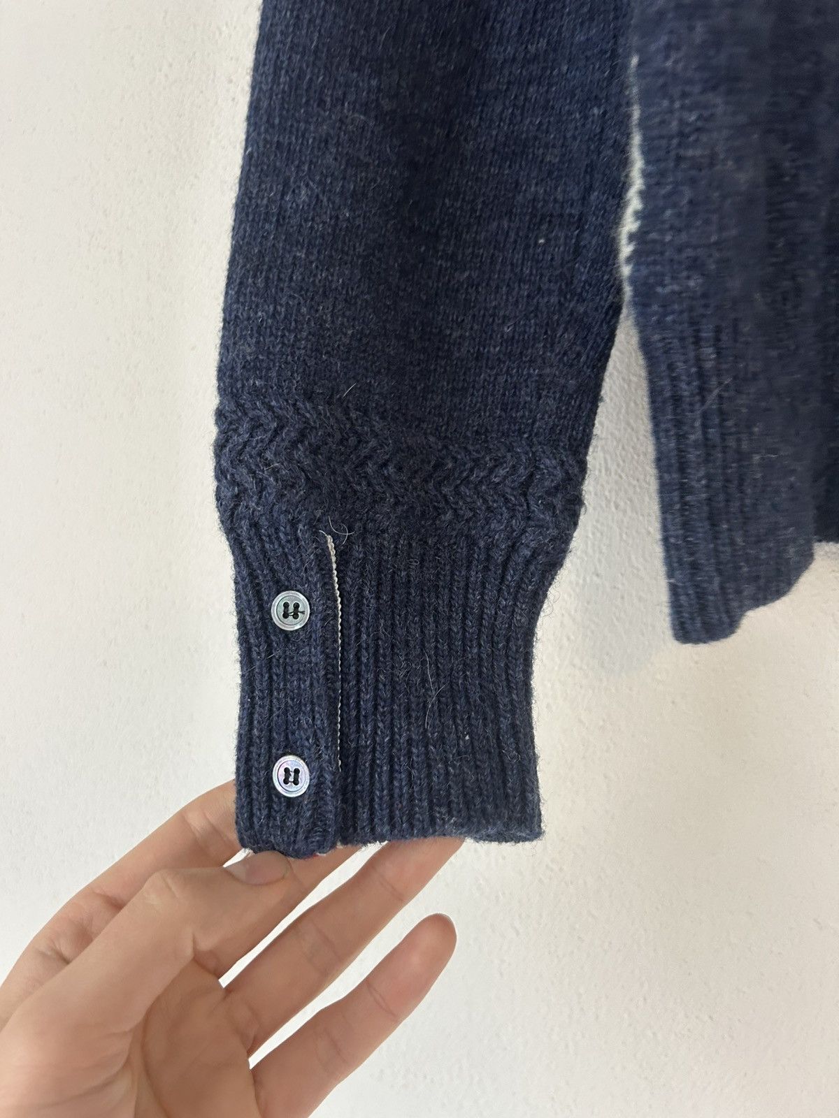 Thom Browne Navy Wool Sweater with Tricolor Details Size US S / EU 44-46 / 1 - 12 Thumbnail