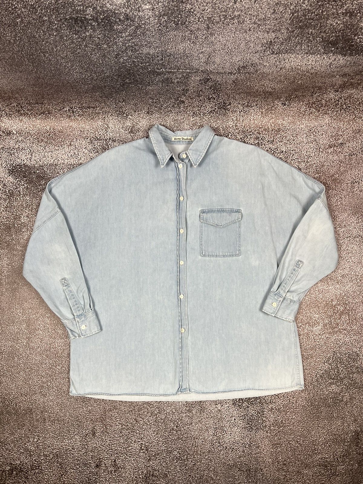 image of Acne Studios Jetson Oversized Denim Shirt in Blight Blue Denim, Women's (Size Small)