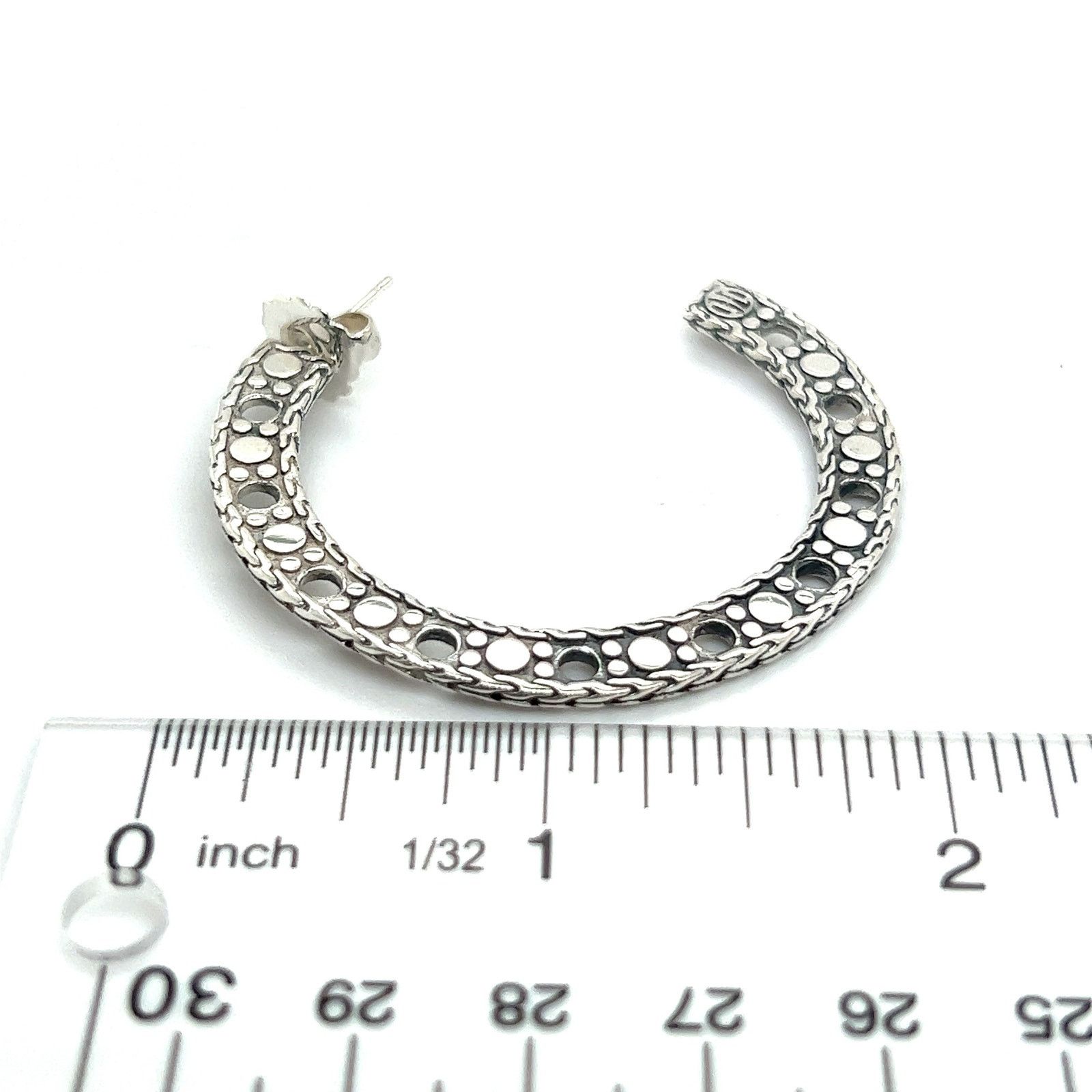 John Hardy John Hardy Sterling Silver 925 Dot Flat Hoop Earrings 2in Size ONE SIZE - 4 Thumbnail