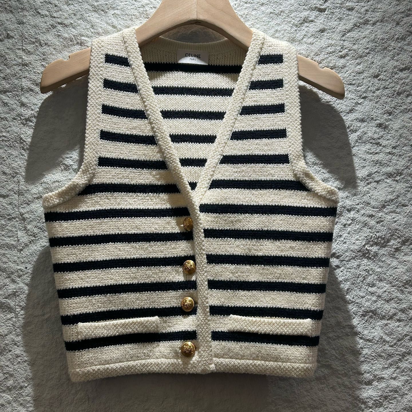 Celine CELINE Striped Knit Button Vest Size S Size S / US 4 / IT 40 - 1 Thumbnail