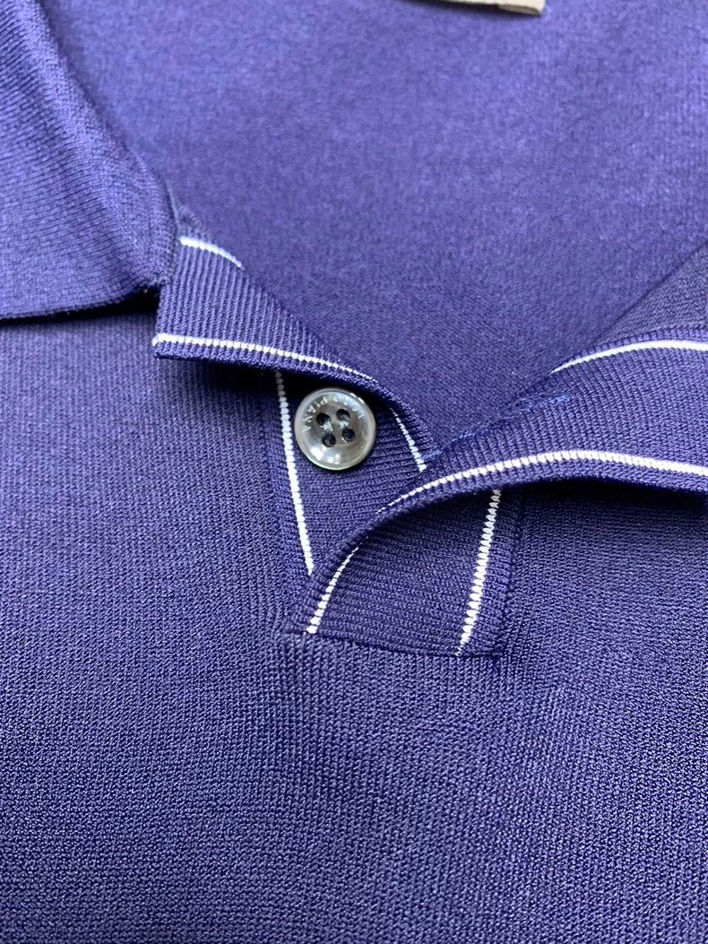 Loro Piana LORO PIANA Dark blue white dotted detail linen cotton shor Size US S / EU 44-46 / 1 - 9 Thumbnail
