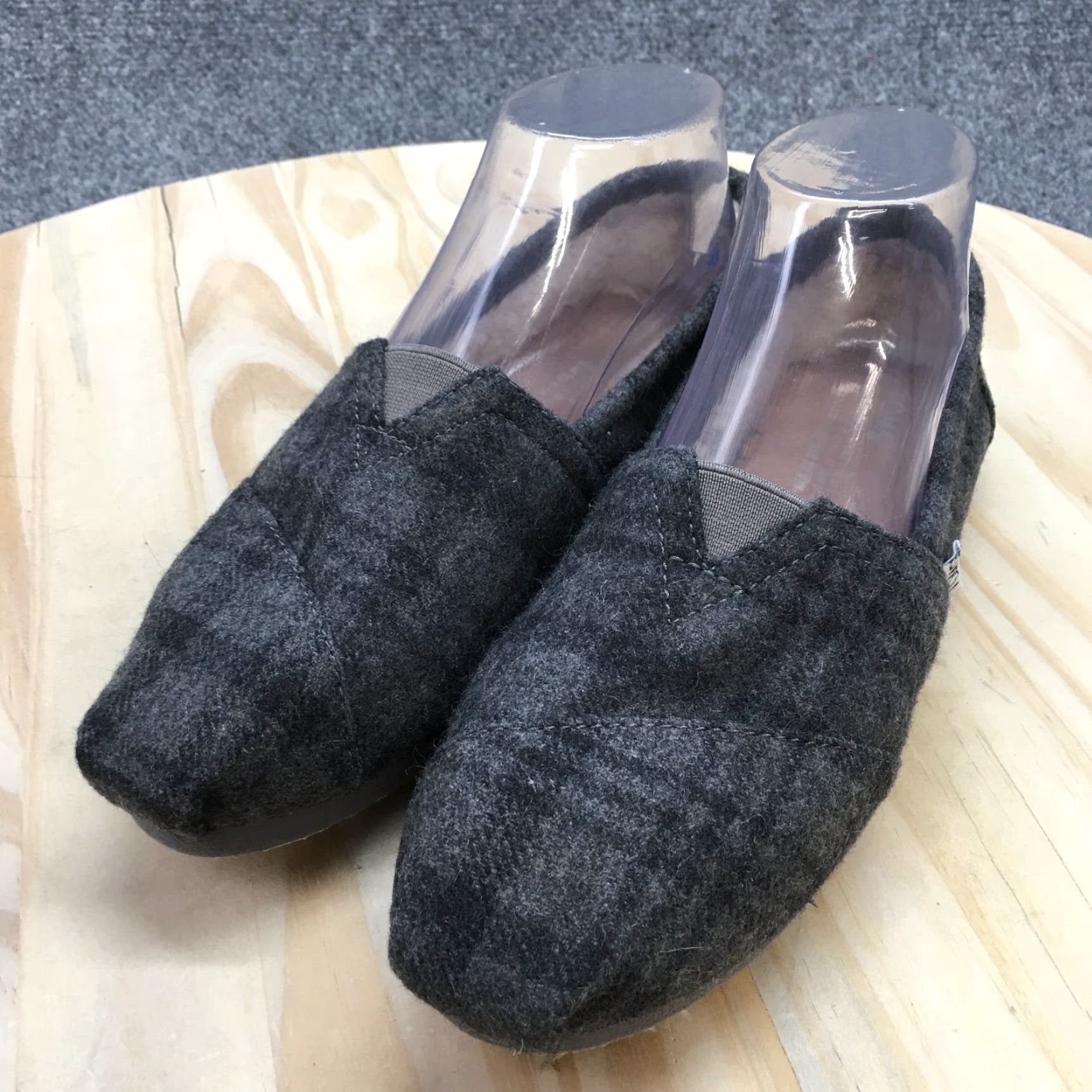 Toms TOMS Shies Womens 7 Classic Slip On Plaid Loafer Flats Gray Wool Blend 42L0512 Size US 7 / IT 37 - 3 Thumbnail