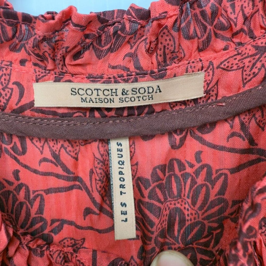 Scotch & Soda SCOTCH & SODA Bold Red Cinched Waist Ruffled Lace Ribbing S Size XS / US 0-2 / IT 36-38 - 8 Thumbnail