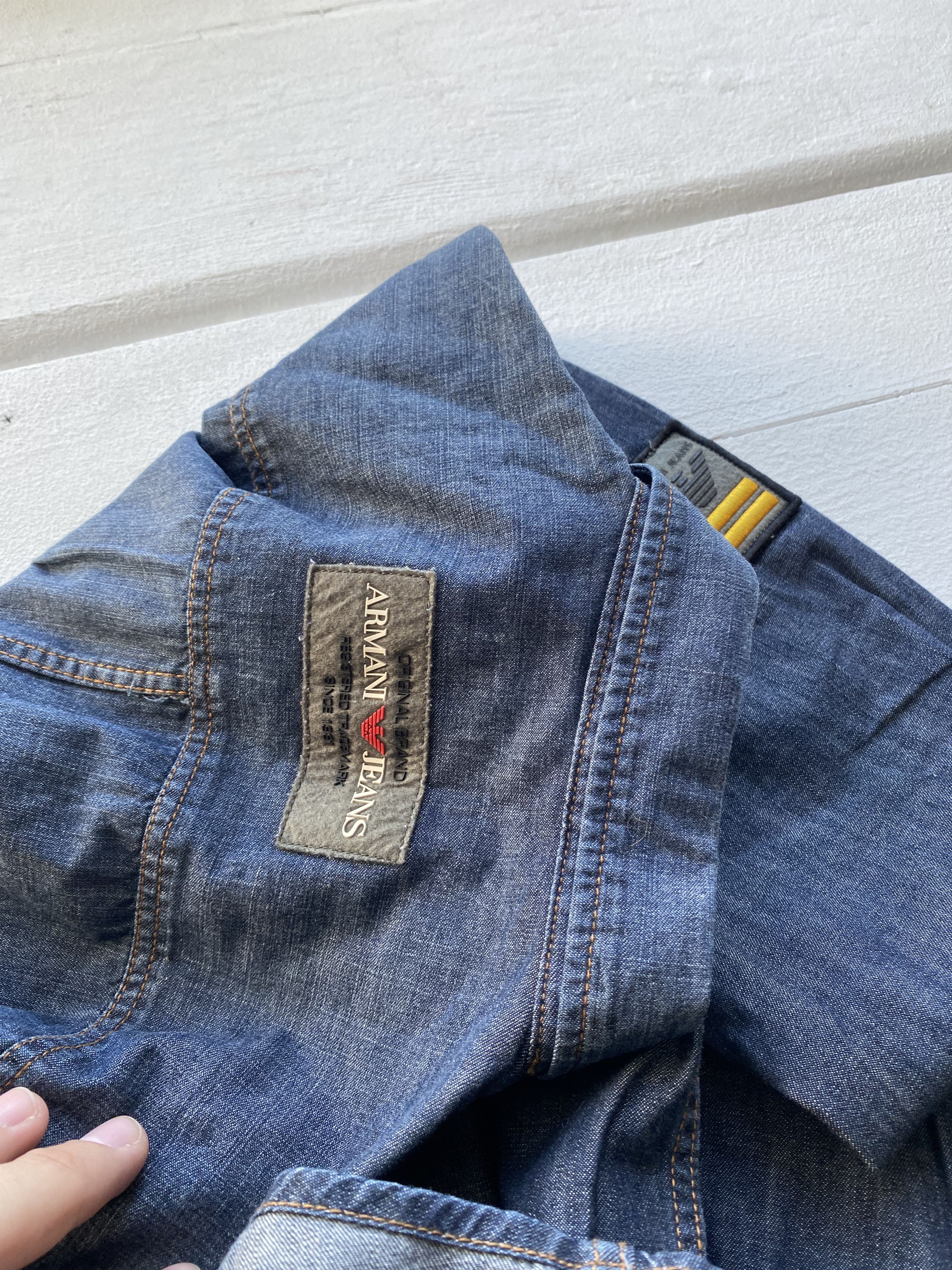 Armani 90s Armani Jeans Archive Designer Blue Denim Button Shirt M Size US M / EU 48-50 / 2 - 9 Thumbnail