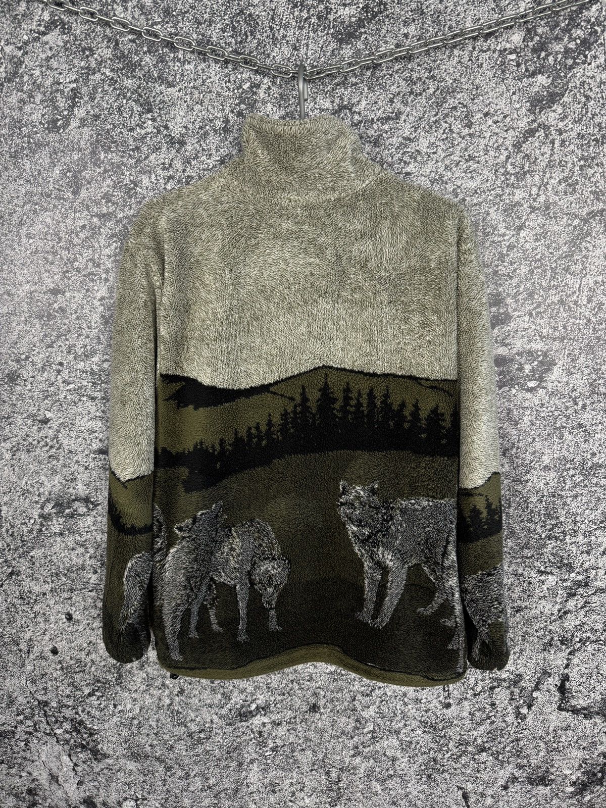 Vintage Ocean Fast Full Zip Fleece Hoodie Alaska Wolf Nature Sherpa Size US M / EU 48-50 / 2 - 9 Thumbnail