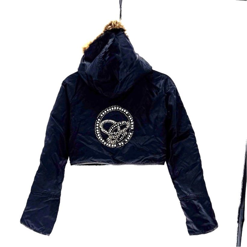 G-Unit G Unit black cropped down jacket rabbit fur size M Y2K bling Size M / US 6-8 / IT 42-44 - 2 Thumbnail