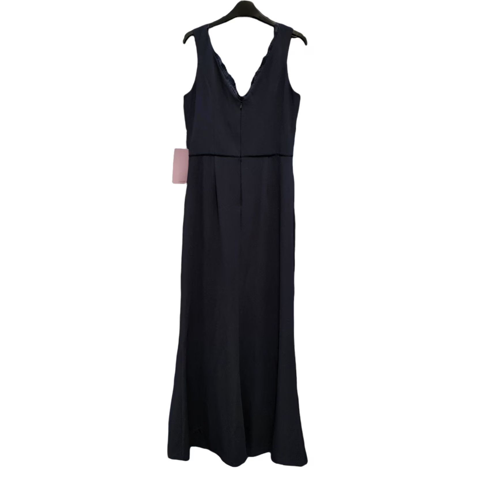Vintage JS Collections Womens Maxi Dress Navy Blue 14 UK Sleeveless V-Neck Zip Dry Clean Only Elastene/Polyester UK14 Maxi Dress Party Cocktail Wedding Womens Size XL / US 12-14 / IT 48-50 - 6 Thumbnail