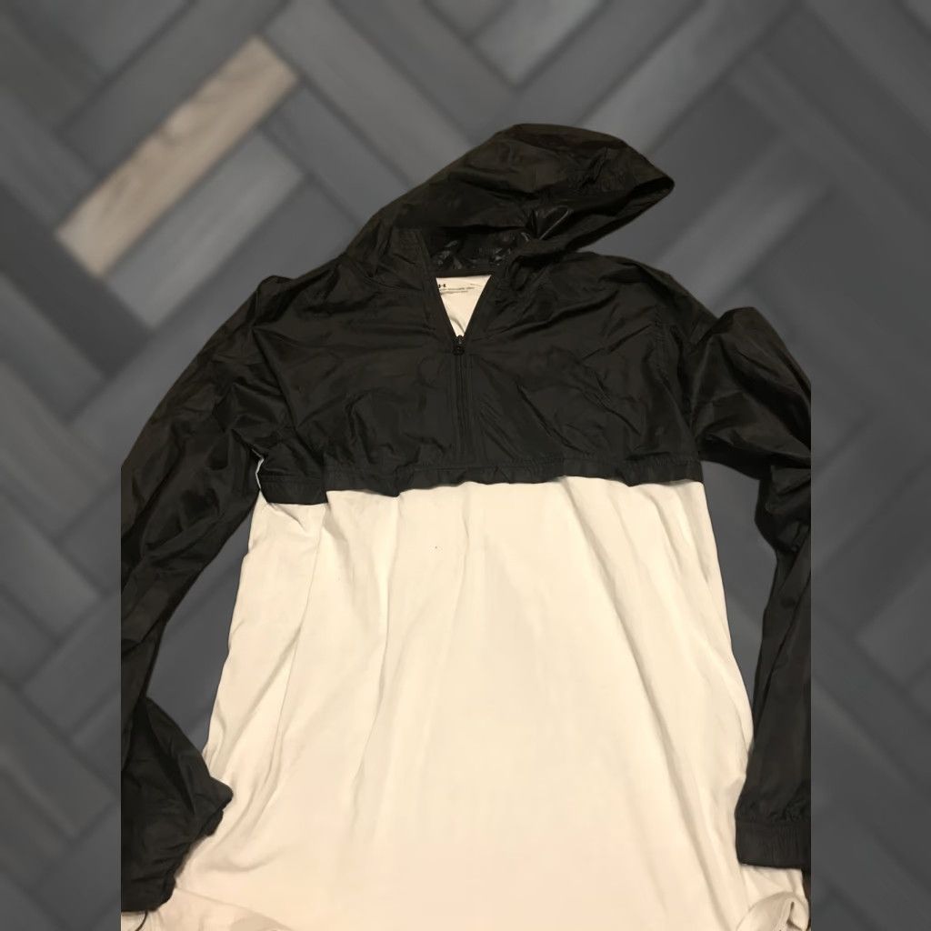Under Armour Under Armour Running Tee Anorak Jacket Hooded Windbreaker Slim L Black & White 1/4 Zip Regular Men 1311107 Size US L / EU 52-54 / 3 - 1 Thumbnail