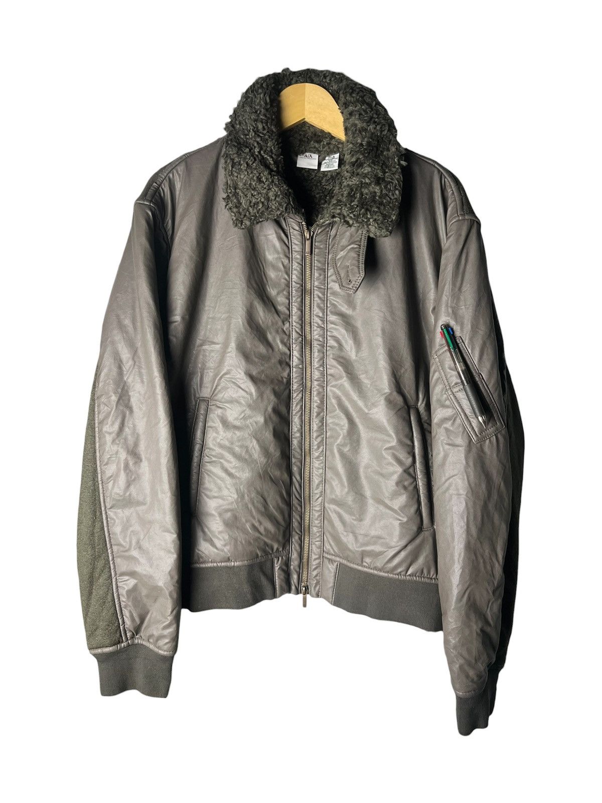 Emporio Armani Armani Exchange Bomber Jacket Fur Collar Size US L / EU 52-54 / 3 - 2 Thumbnail
