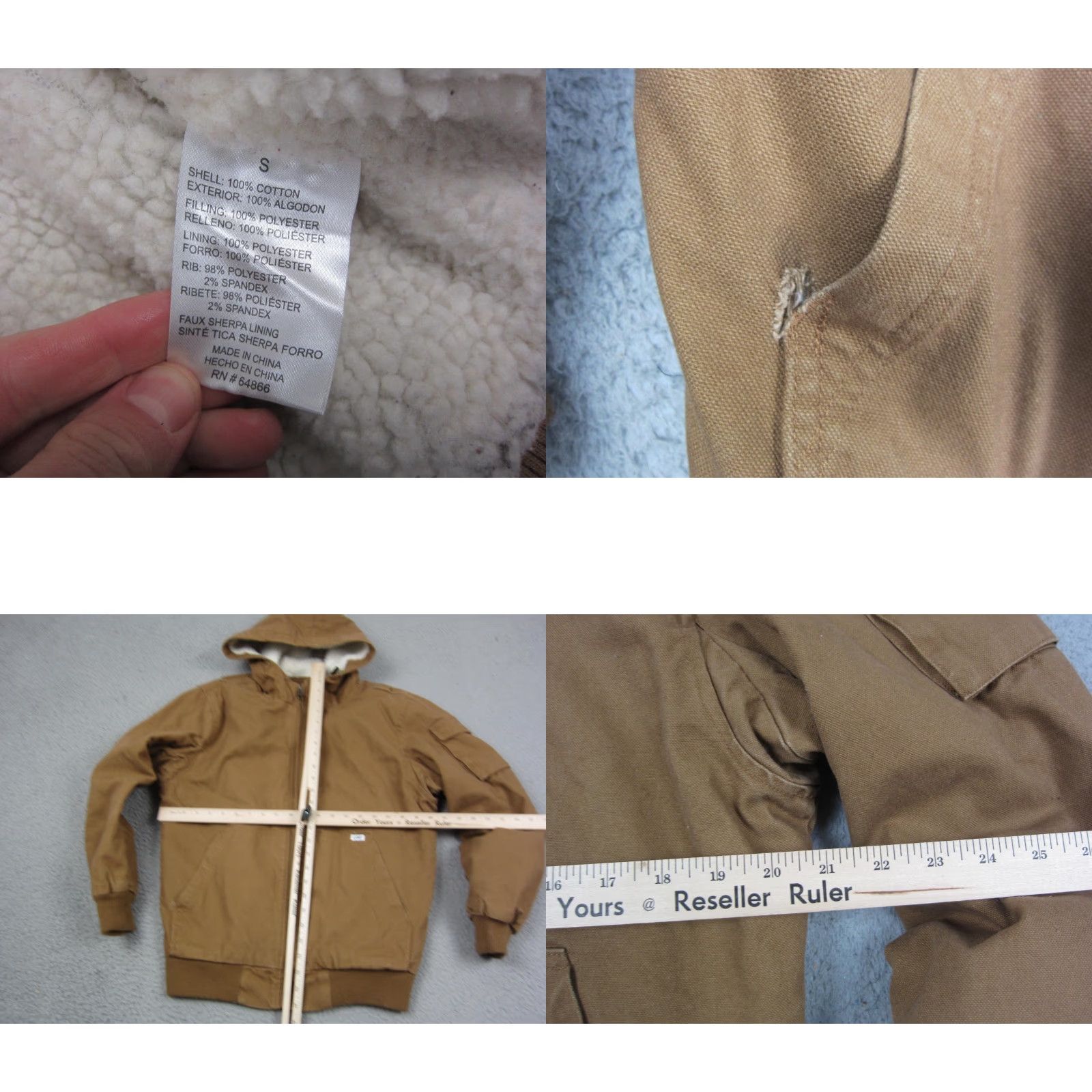 Lee VINTAGE Lee Jacket Bomber Jacket Men Small Brown Duck Canvas Sherpa Lined 90s Logo Workwear Casual Hooded Pockets Size US S / EU 44-46 / 1 - 8 Thumbnail