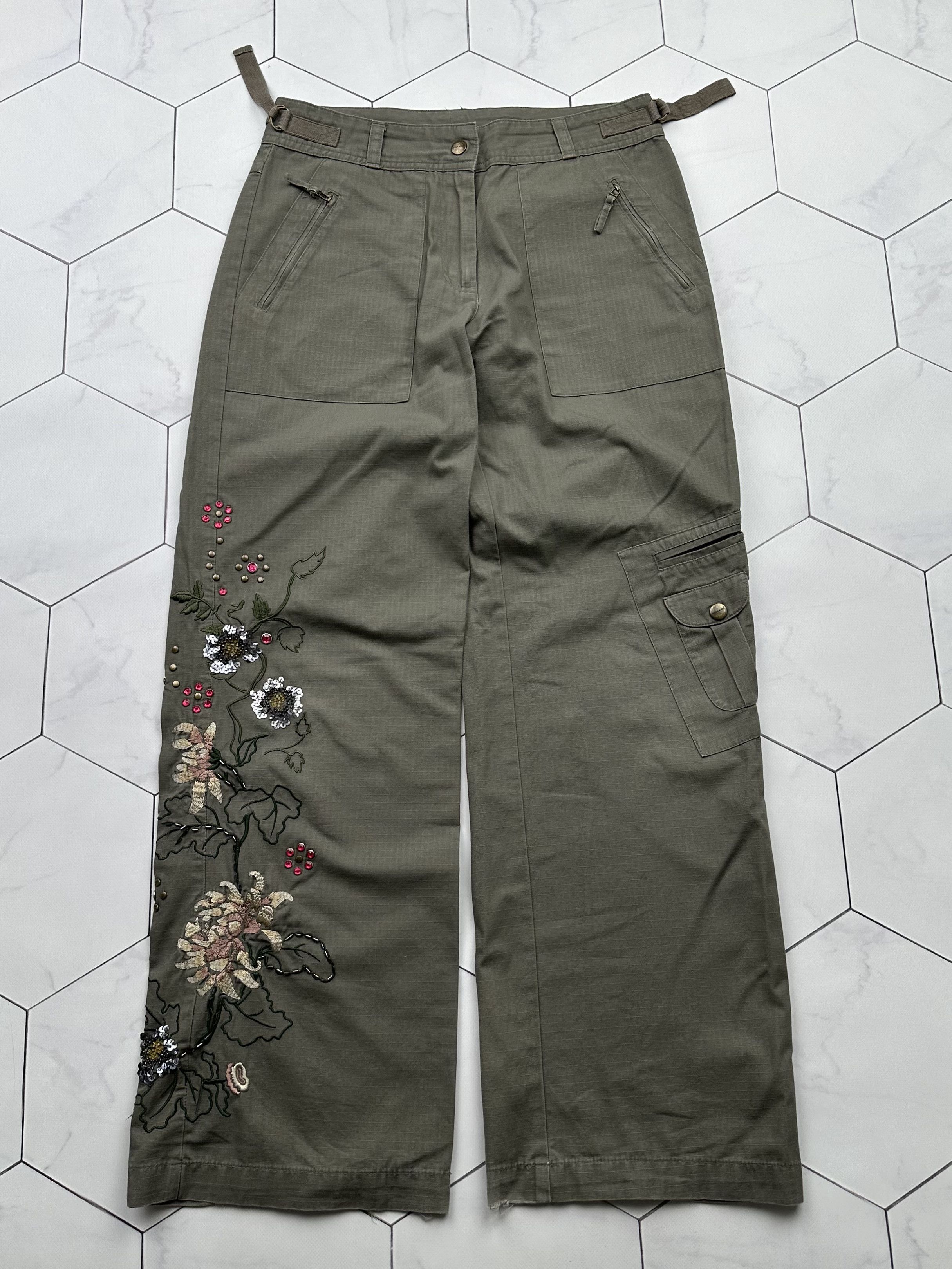 image of Avant Garde Vintage Wide Bondage Pants in Green, Women's (Size 28)