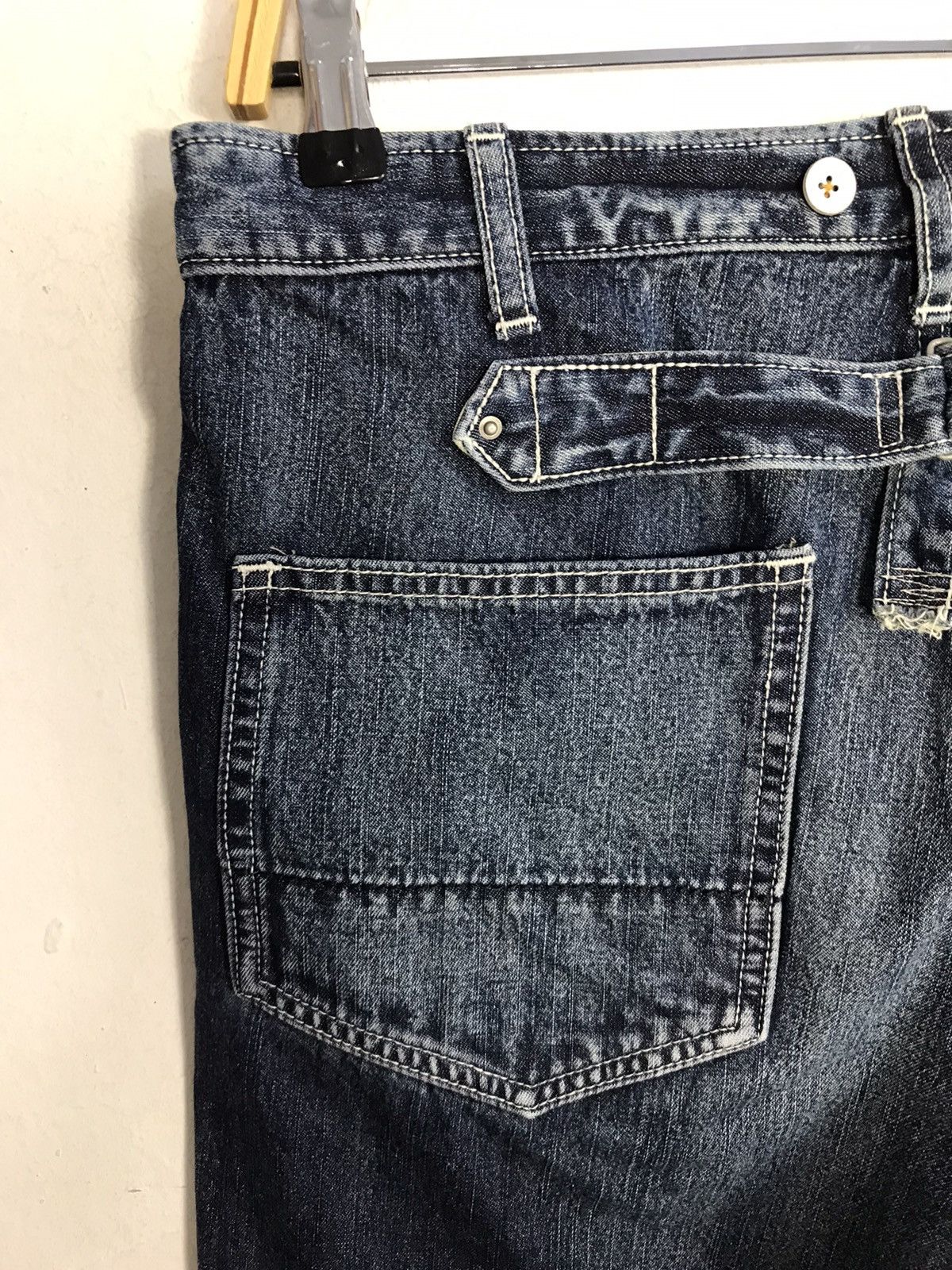 Japanese Brand × Vintage Vintage Cube sugar Buckle Back Distressed Denim Short Size US 30 / EU 46 - 13 Thumbnail