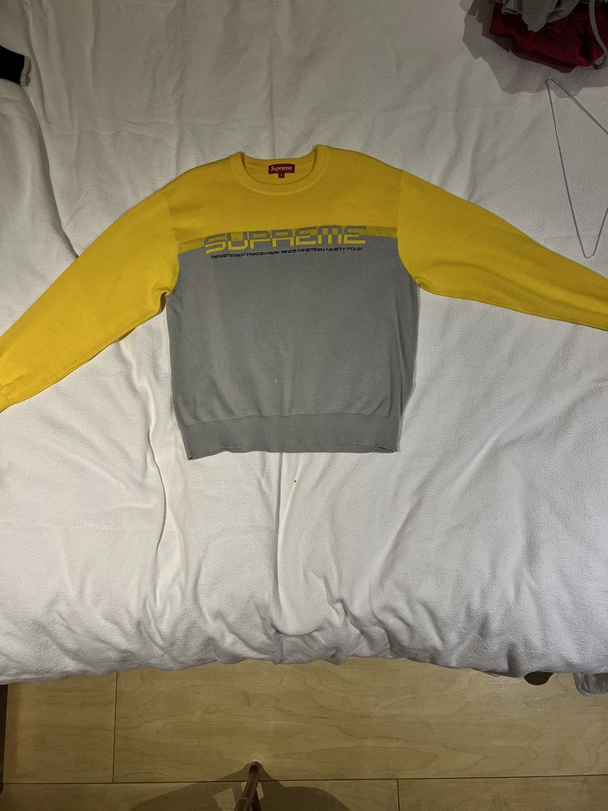 Image of Supreme Jumper in Grey/Yellow, Men's (Size Small)