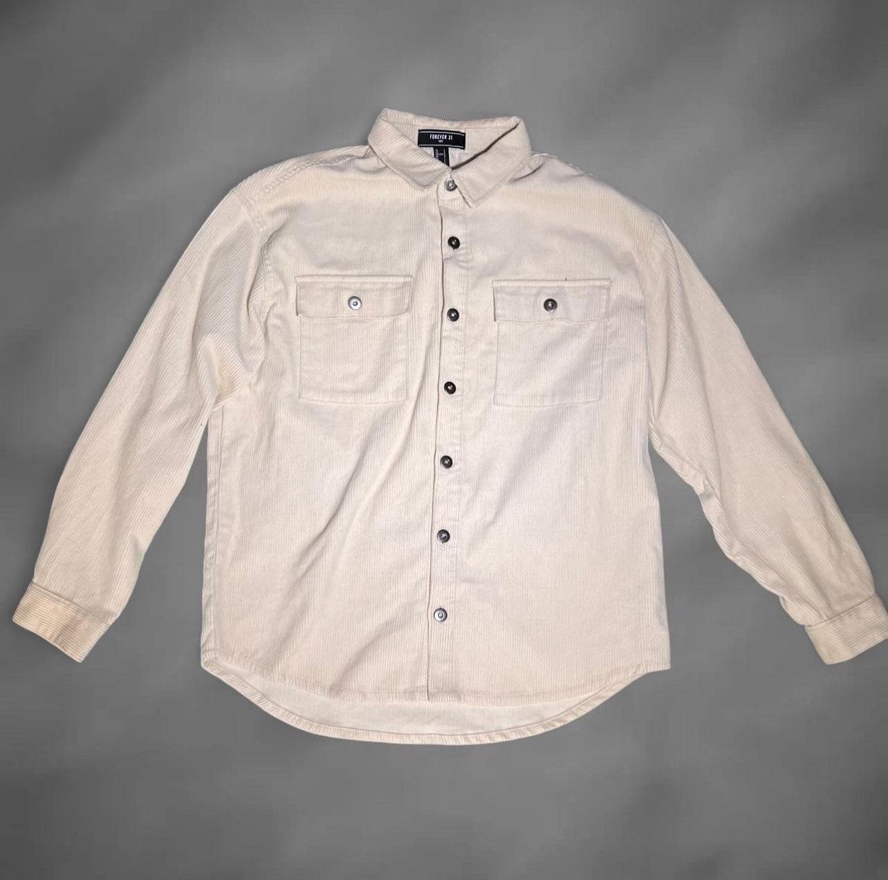 Forever 21 Off white / tan long sleeve button-up jacket shirt Size US L / EU 52-54 / 3 - 1 Thumbnail