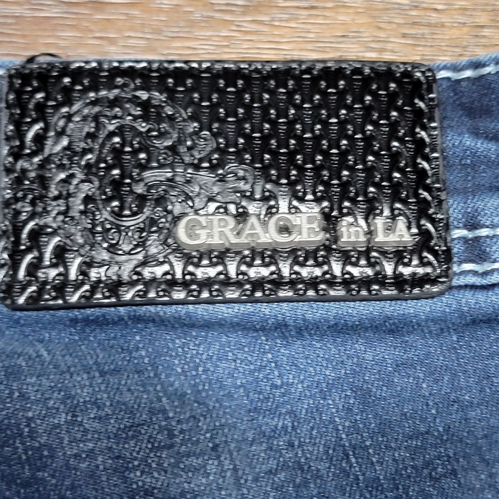 Grace in LA Grace In LA Jeans w/ Raw Hem Bell Bottoms & Bling - Size 28 Size 28" / US 6 / IT 42 - 7 Thumbnail