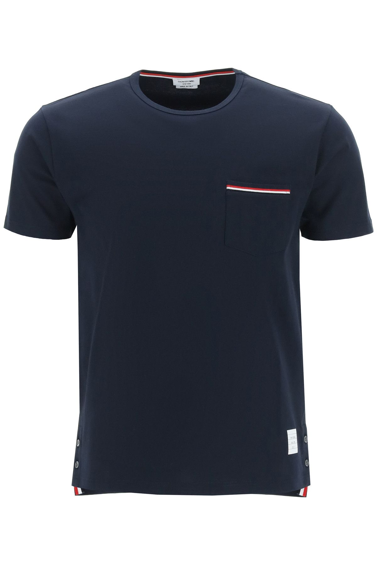image of Thom Browne T-Shirt With Chest Pocket in Blue, Men's (Size Small)