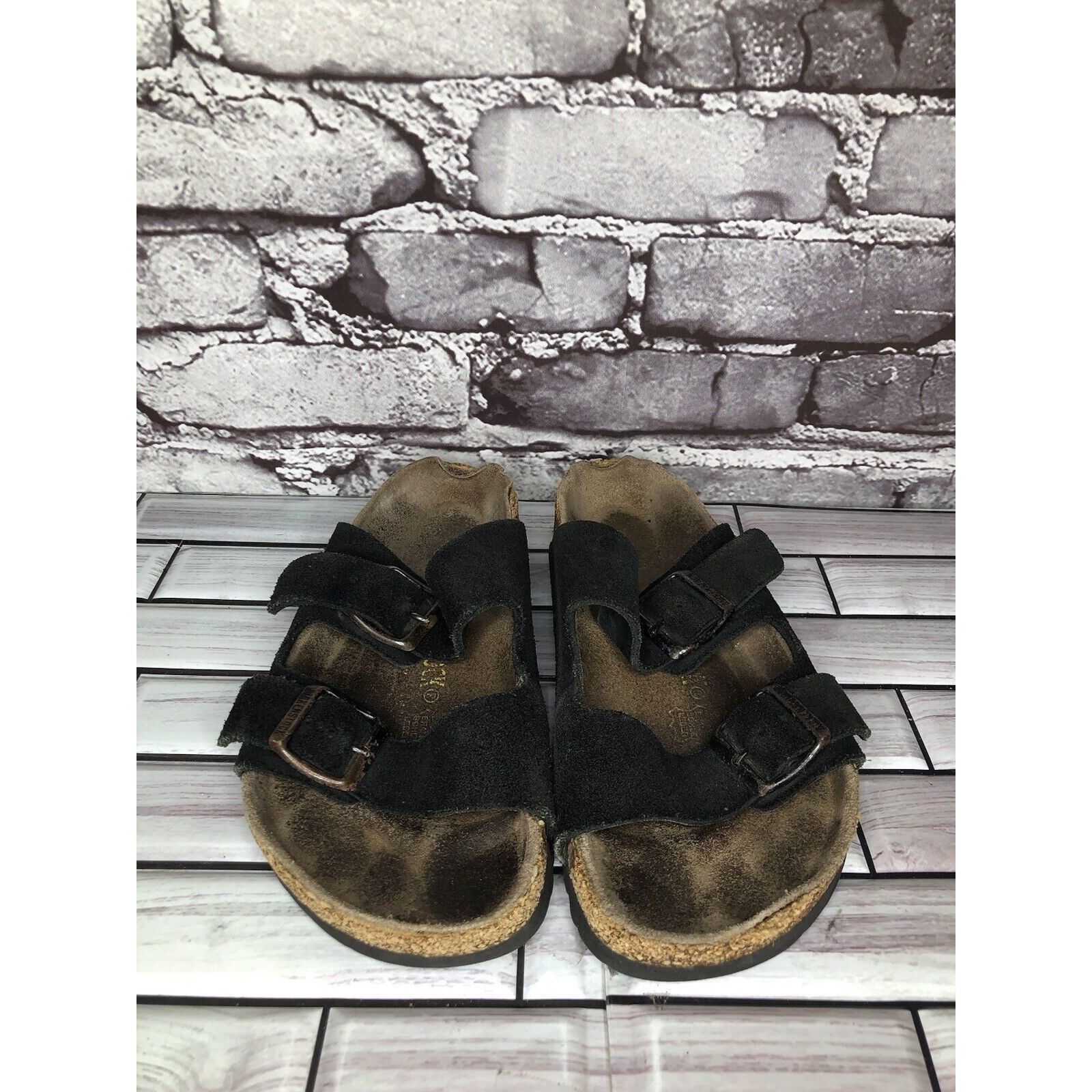 Birkenstock Birkenstock Arizona Black Suede Leather Cork Slides Sandals Size US 6 / IT 36 - 14 Thumbnail