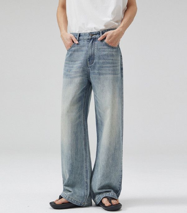 Jean American high street baggy light blue whisker jeans Size US 32 / EU 48 - 2 Thumbnail