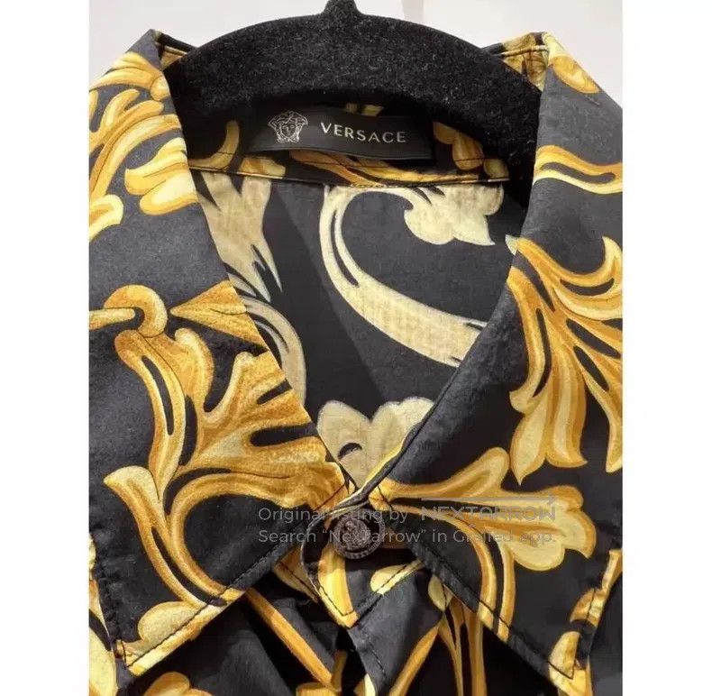 Versace Versace Men's shirt black gold baroque pattern Size US M / EU 48-50 / 2 - 2 Thumbnail