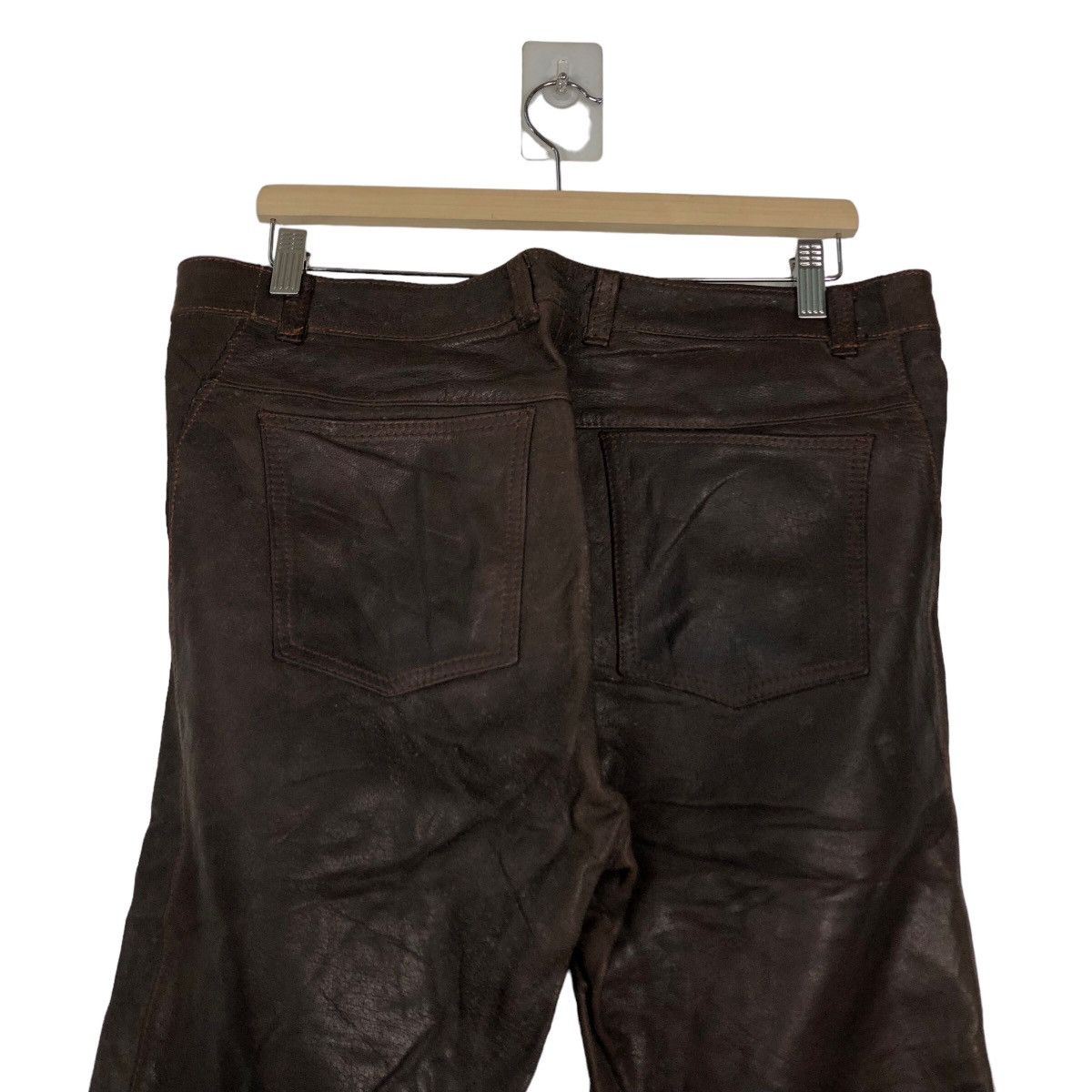 Genuine Leather 🔥Rich Brown -Genuine Leather Pants Racing Inspire RickOwens Size US 33 - 8 Thumbnail
