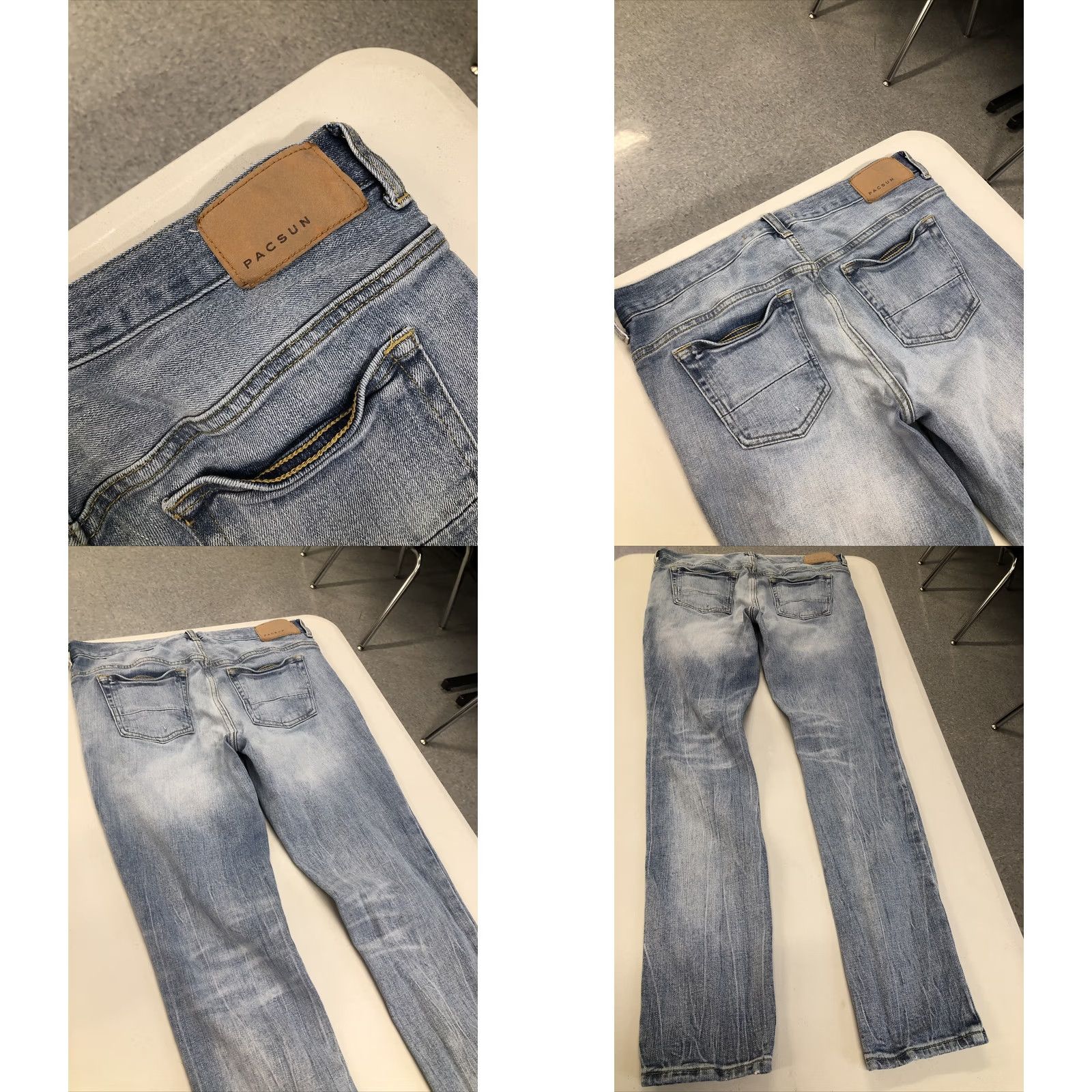 Pacsun PACSUN Los Angeles Mens Stacked Skinny Stretch Denim Jeans 34X32 Distress Blue 90s Slim Jeans Mens Size US 34 / EU 50 - 8 Thumbnail