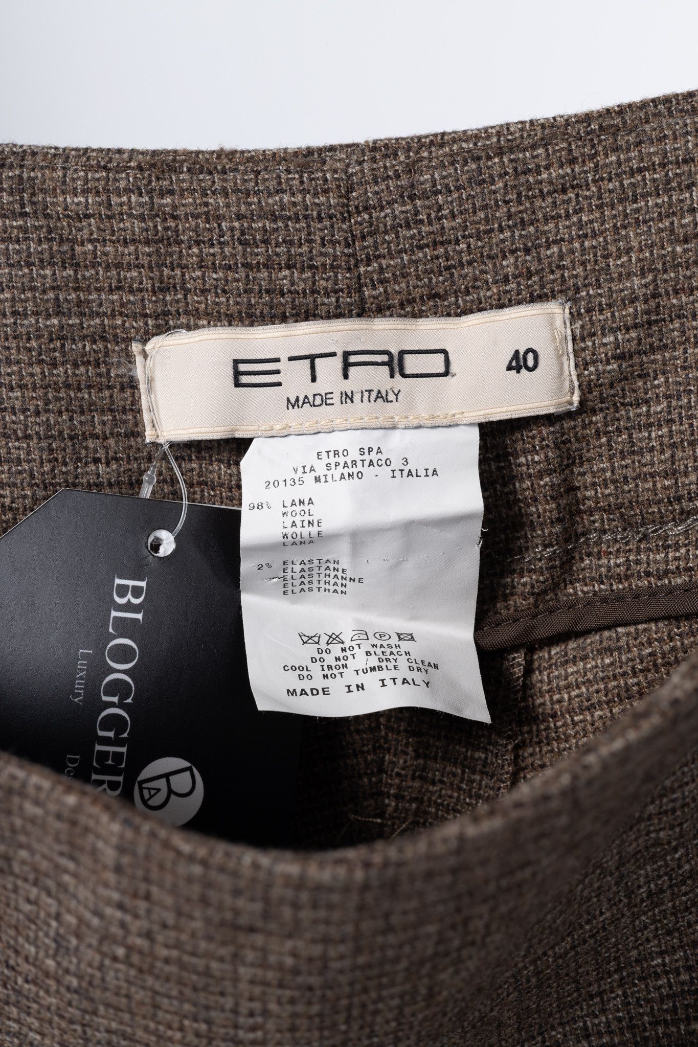 Etro Etro Brown Micro-Plaid Wool-Flannel Straight-Leg Trousers Size 27" / US 4 / IT 40 - 7 Thumbnail