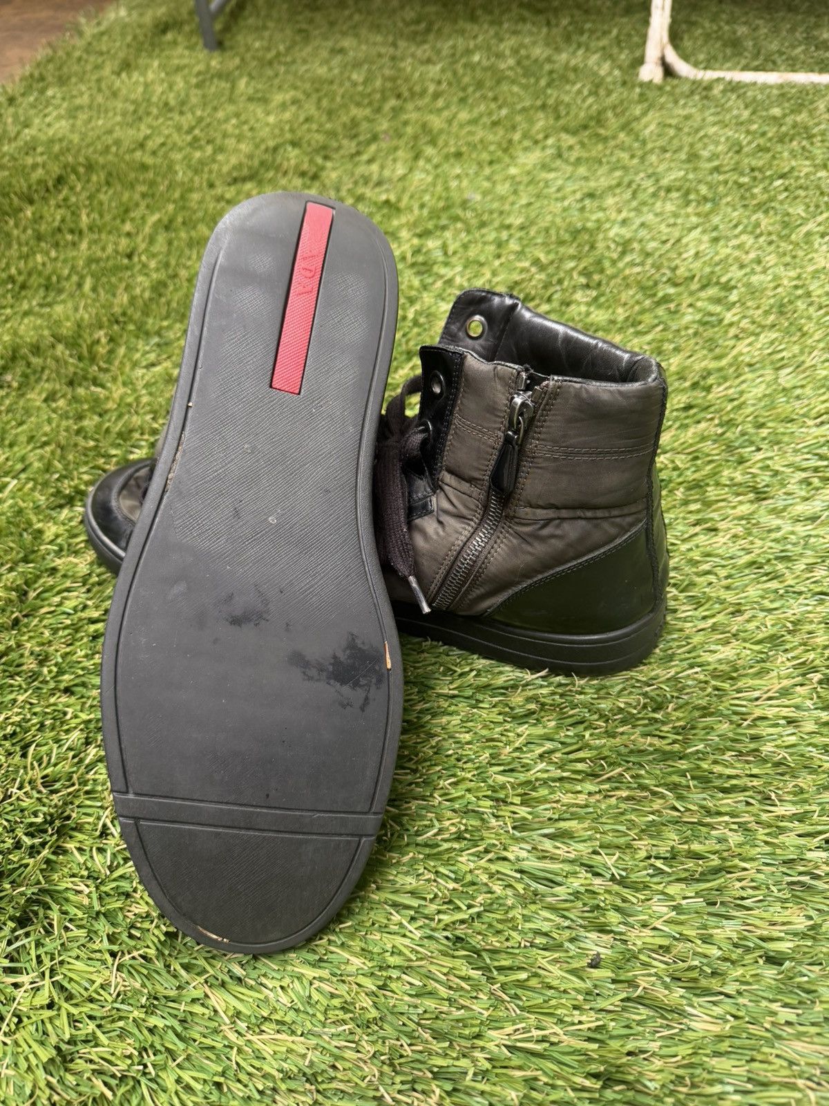 Prada Prada Black Nylon High-Top Zip Sneakers Size US 10.5 / EU 43-44 - 5 Thumbnail