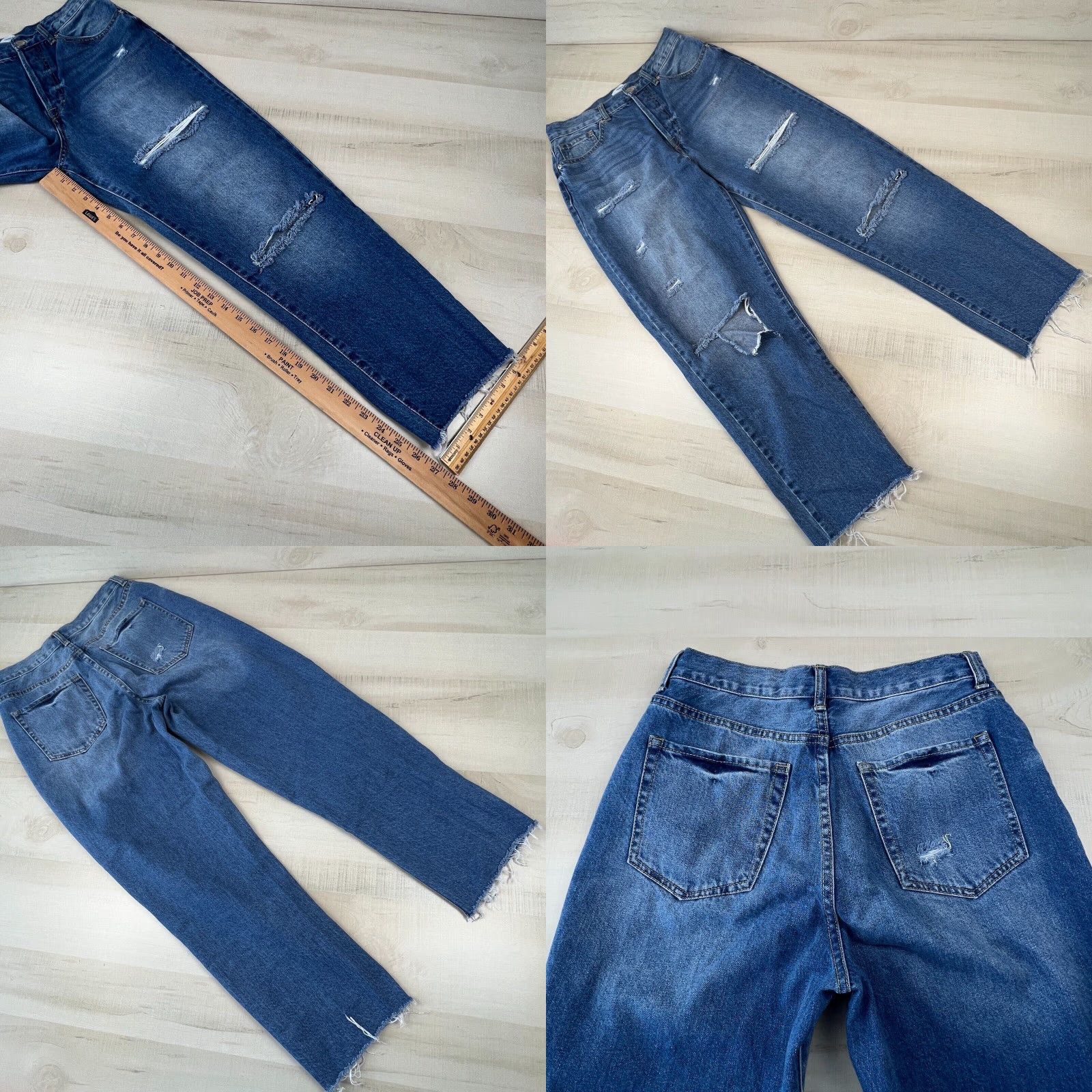 Forever 21 Forever 21 Women's Boyfriend Jeans, Size 29, Distressed Ripped Frayed Blue Cotton Blend Size 29" - 8 Thumbnail