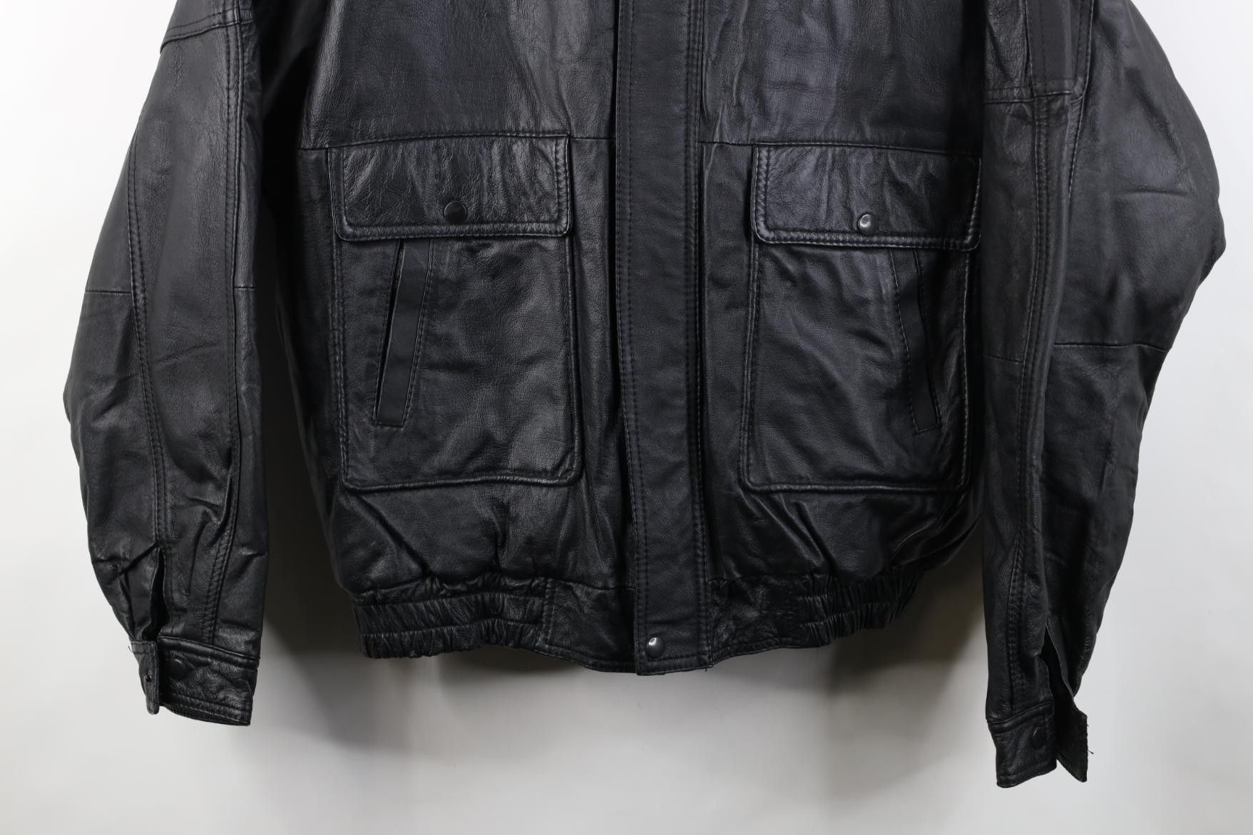 Vintage Vintage 90s Streetwear Leather Flight Bomber Jacket Black Size US XL / EU 56 / 4 - 3 Thumbnail