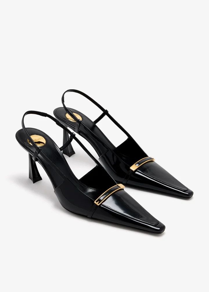 Saint Laurent Paris o1tr1nto0426 806129 Jacqueline Slingback Pumps in Patent Size US 8.5 / IT 38.5 - 4 Thumbnail