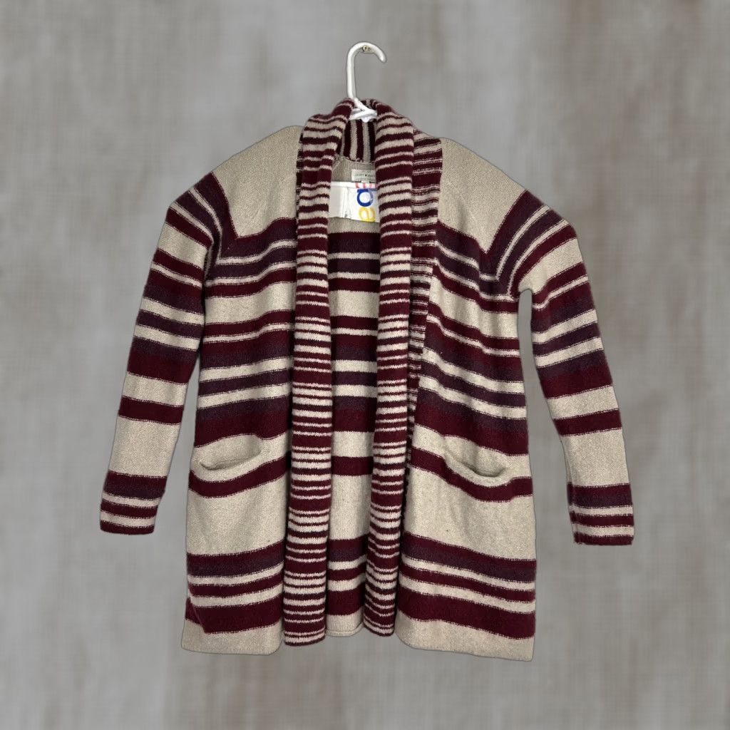 Lucky Brand Lucky Brand Cardigan Womens Medium Red Beige Striped Open Sweater Size M / US 6-8 / IT 42-44 - 1 Thumbnail