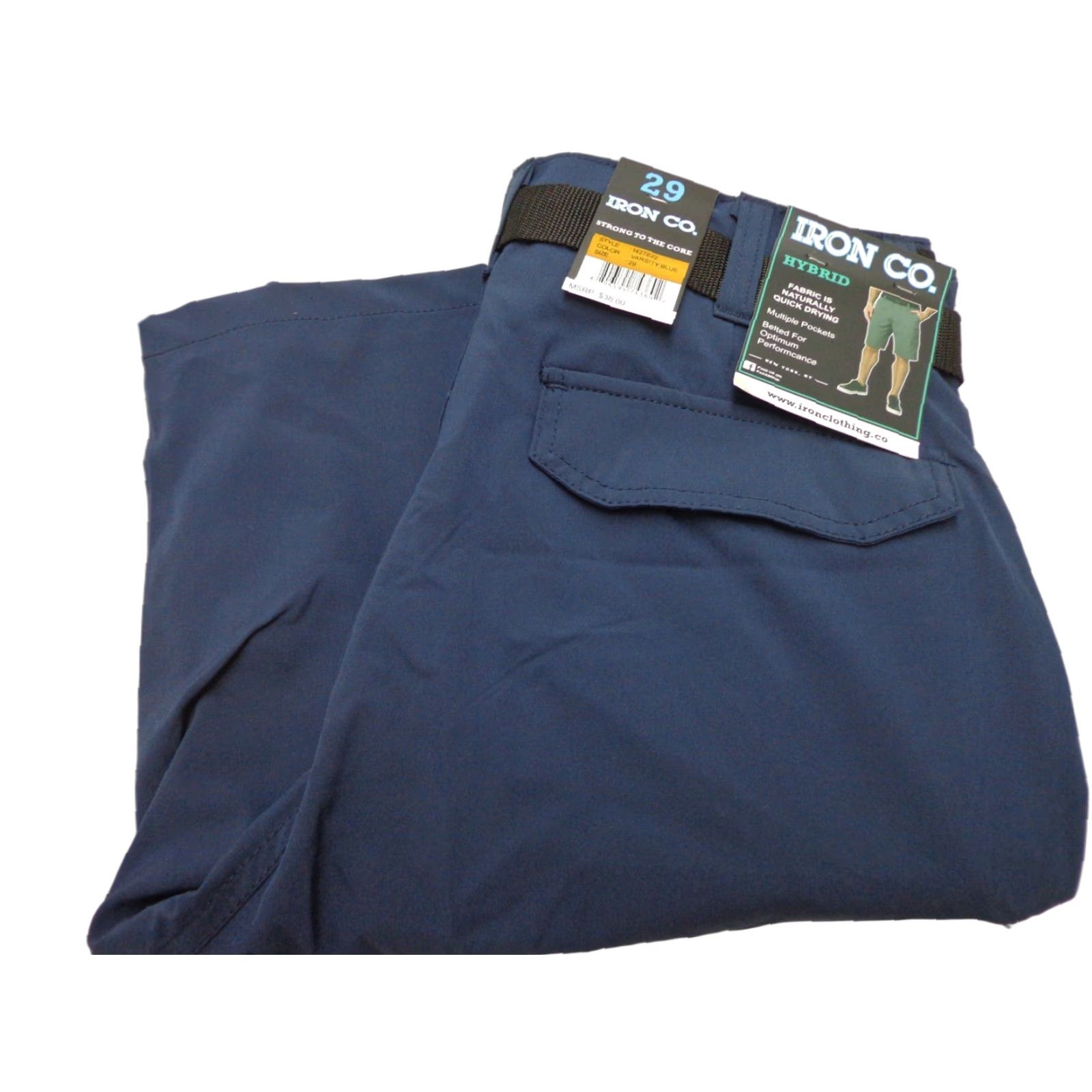 Vintage IRON CO. Hybrid Shorts Belted Varsity Blue Size 29 NEW Men's Regular Blue Belted Hybrid Shorts IRON CO. Size US 29 - 1 Thumbnail