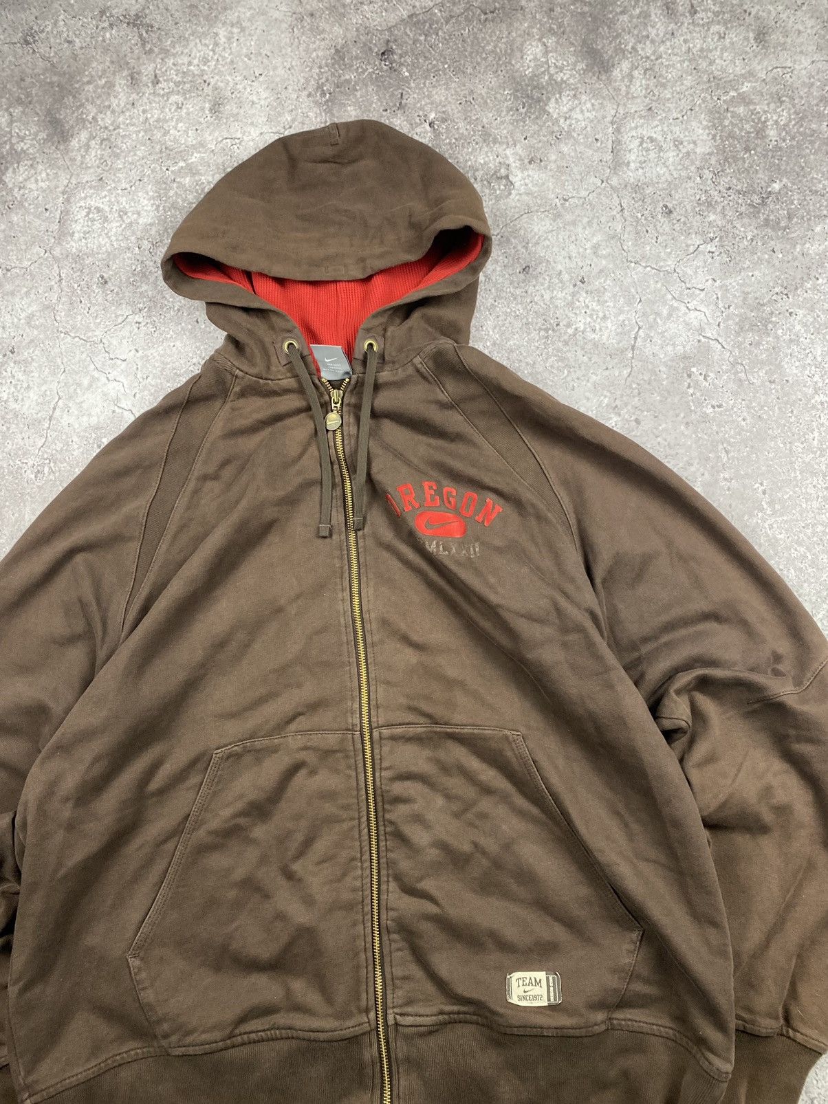 Nike × Vintage 00s Vintage Nike Oregon brown full zip Streetwear Japan Size US XL / EU 56 / 4 - 2 Thumbnail