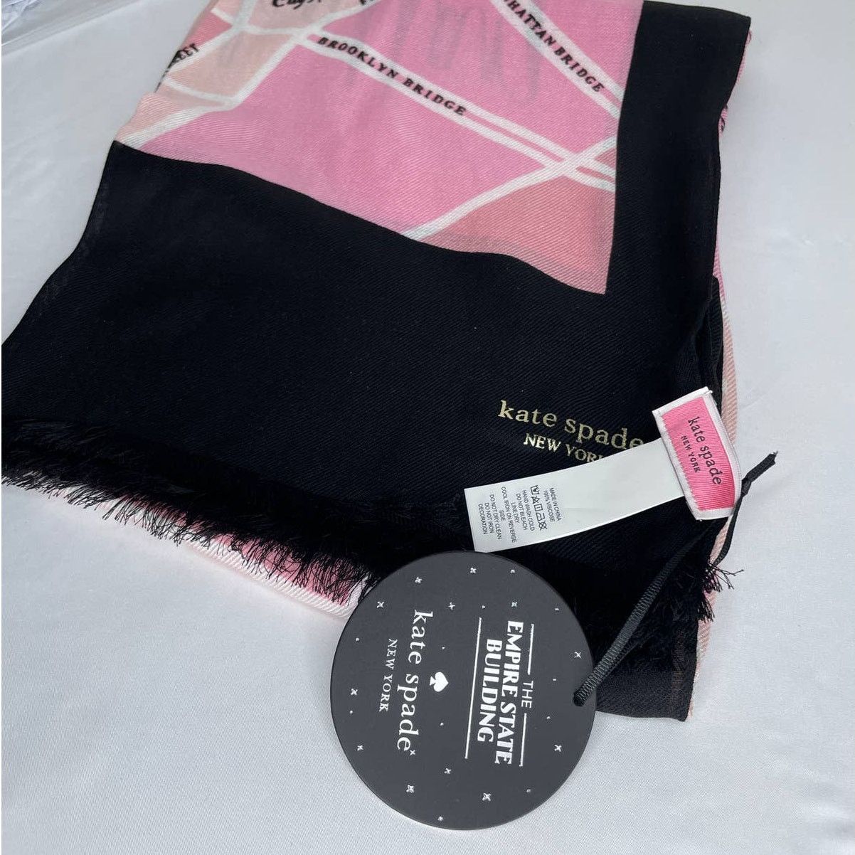 Kate Spade Kate Spade Manhattan Map Pink Majolica Oblong Scarf Size ONE SIZE - 3 Thumbnail