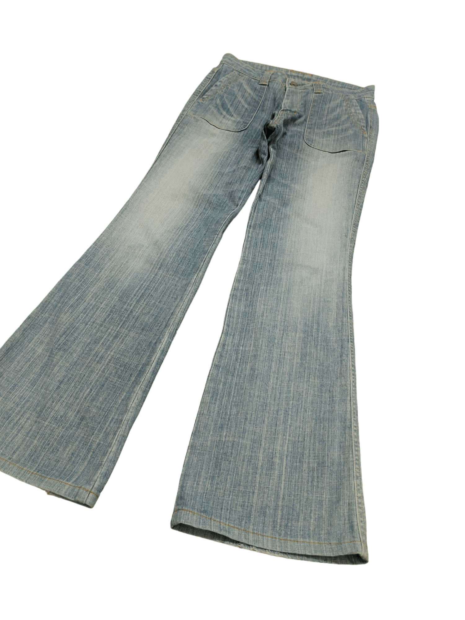 Le Grande Bleu (L.G.B.) Flare Jeans Et Boite Distress Faded Boot Cut Y2k Mudmax Size US 28 / EU 44 - 1 Thumbnail