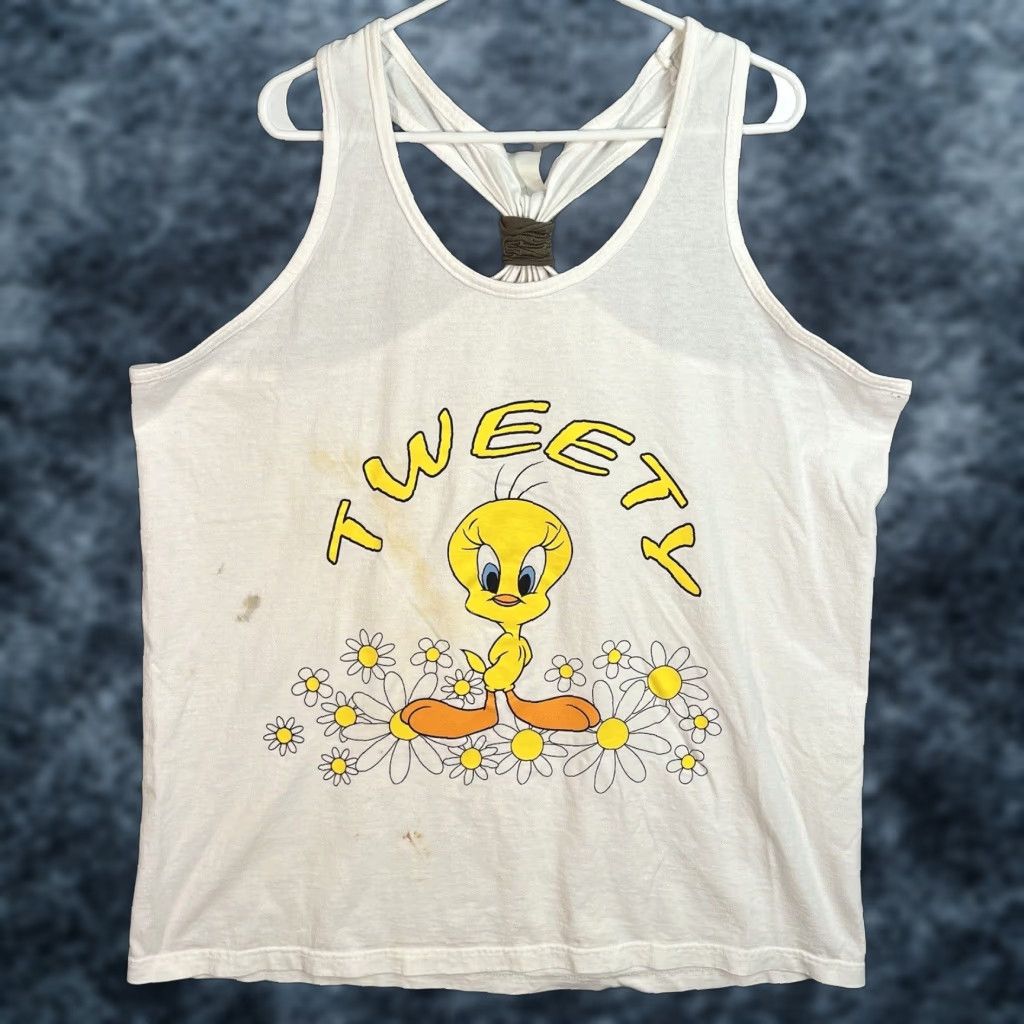 Vintage VINTAGE Looney Tunes Tweety Bird Tank Top Shirt Womens One Size White 90s Concert Theme Mens/Womens Size ONE SIZE - 1 Thumbnail