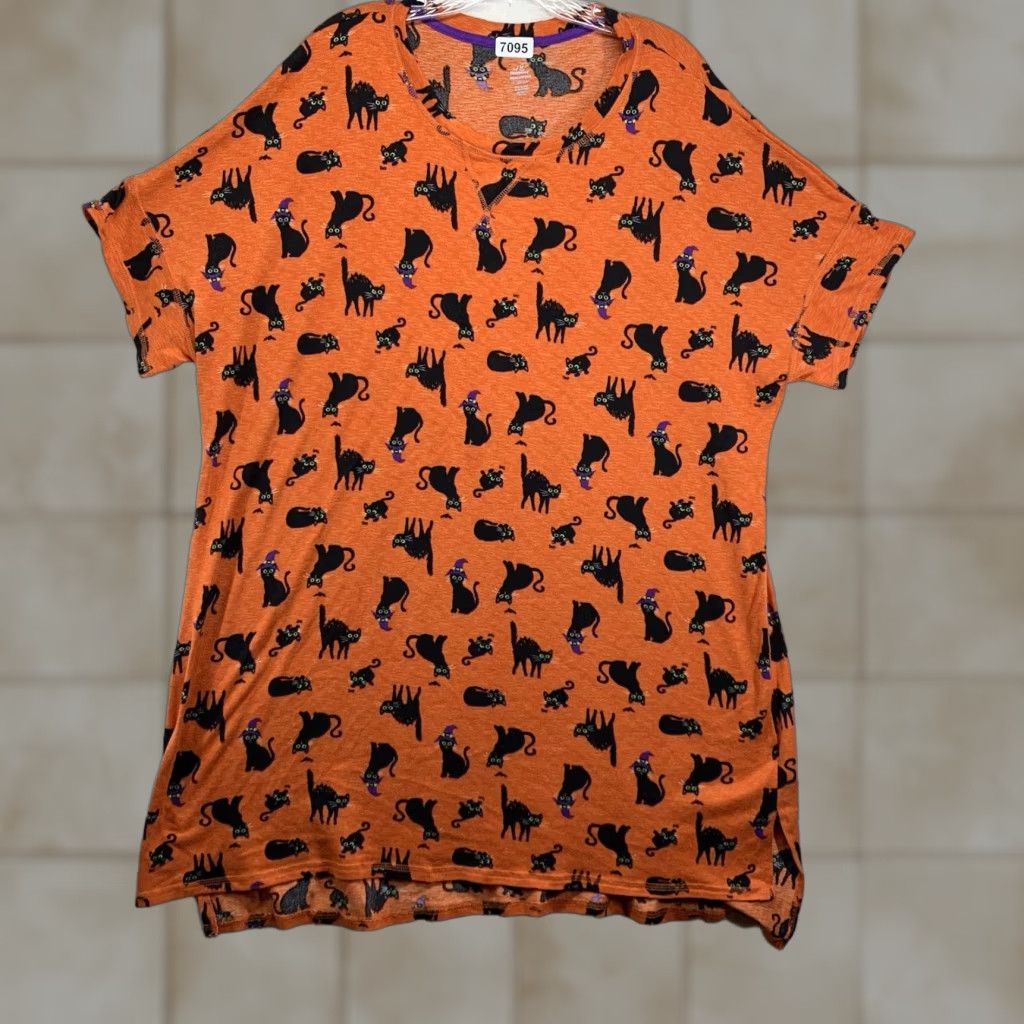 Vintage Halloween Women’s 2X Top Black Cat Print All Over Cute Sleep Shirt Skirt Stretch Size XXL / US 16-18 / IT 52-54 - 1 Thumbnail