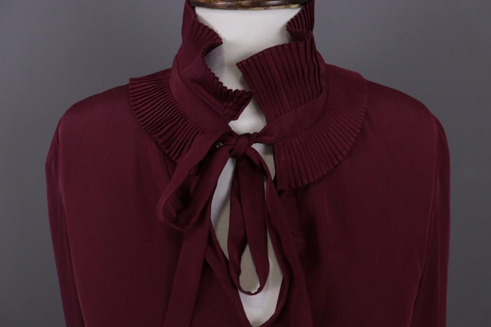 Designer Claudie Pierlot Burgund Pussy Bow Blouse Shirt Size 38 Size M / US 6-8 / IT 42-44 - 2 Thumbnail