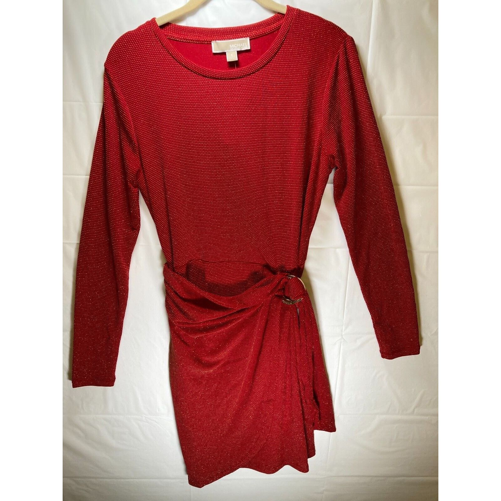 Michael Kors Michael Kors Women's Red Metallic D-Ring Tie T-Shirt Dress S Size S / US 4 / IT 40 - 1 Thumbnail