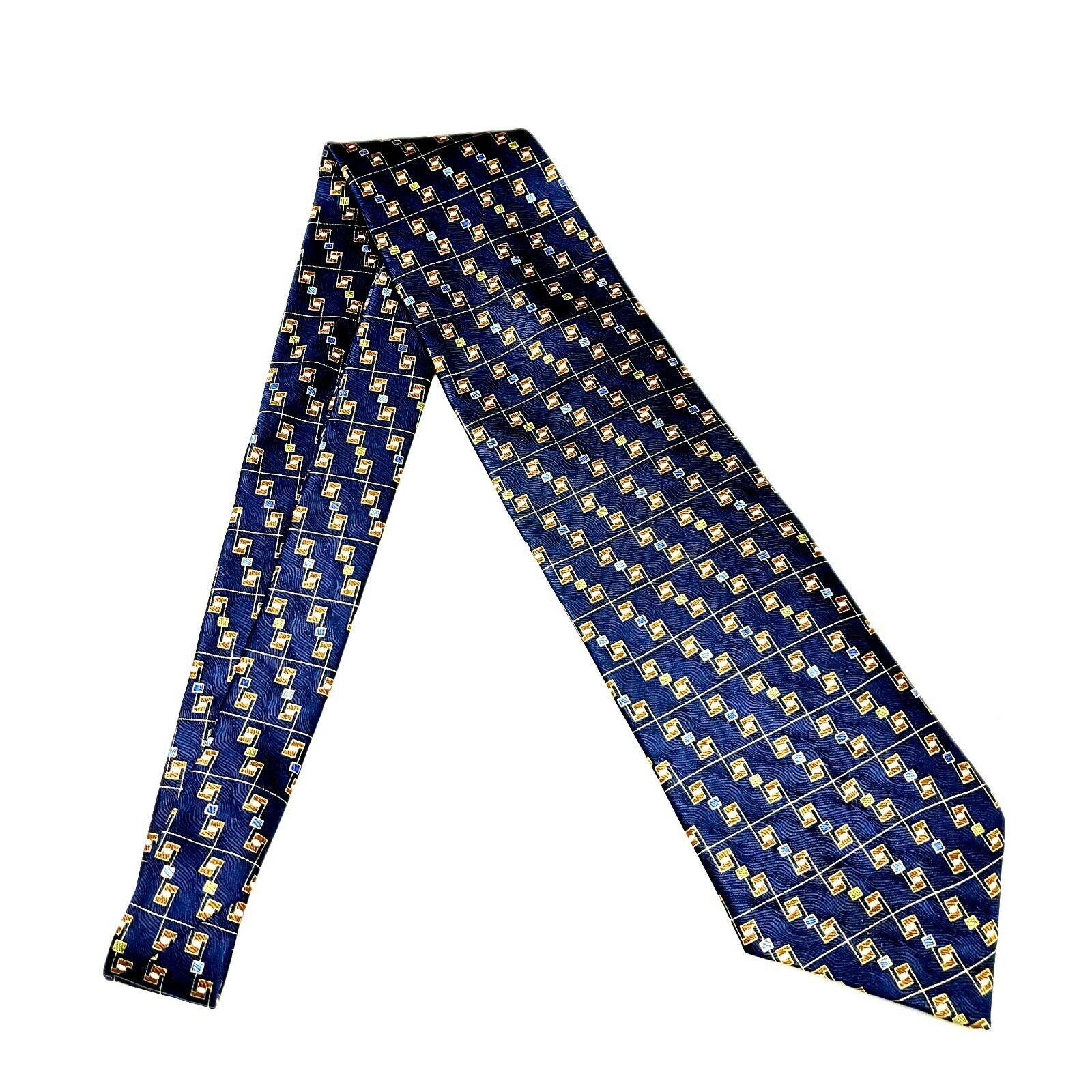 Savile Row Savile Row Silk Tie Print Blue Geometric Size ONE SIZE - 6 Thumbnail