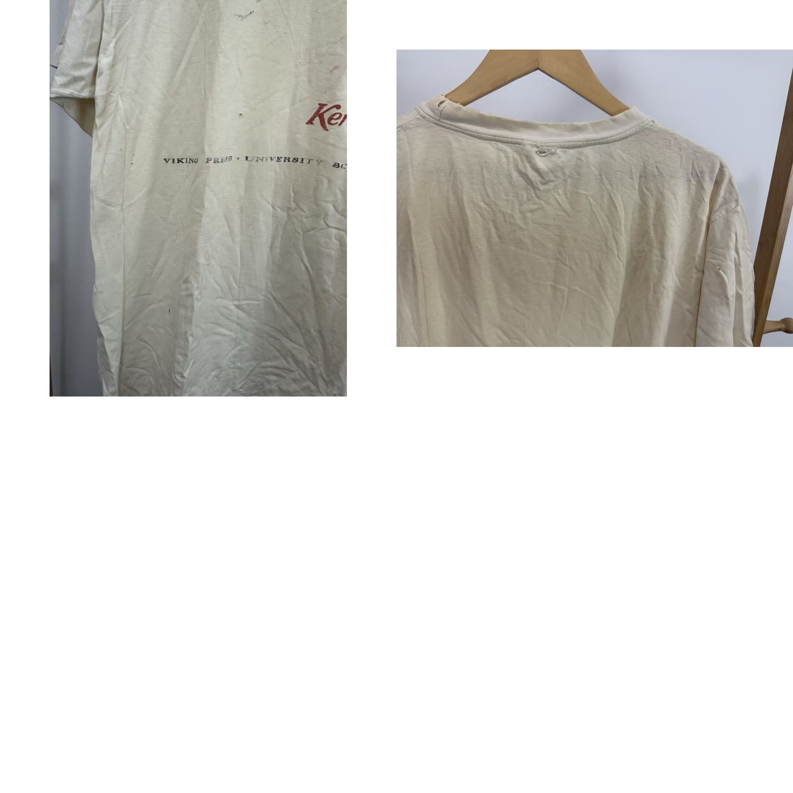 Vintage VTG Sailors Song Ken Kesey Signed T-Shirt Distressed Cream L Mens XP? Size US XL / EU 56 / 4 - 8 Thumbnail