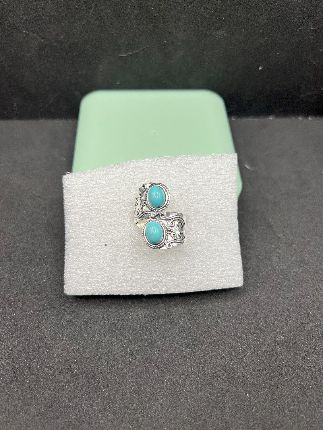 Jewelry Double Turquoise Silver Ring - Size 6.5 Size ONE SIZE - 1 Thumbnail