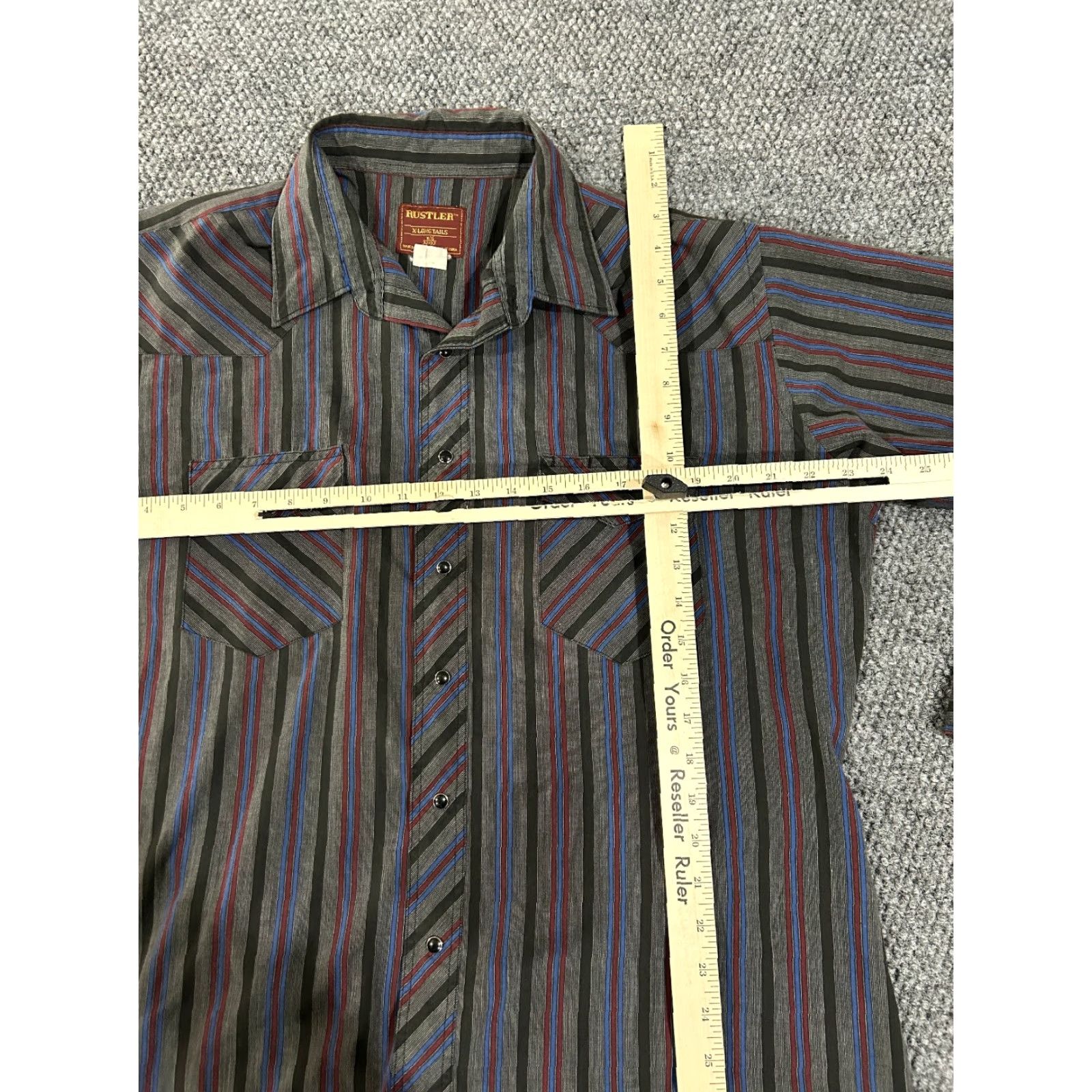 Vintage VINTAGE Rustlers Button-Up Shirt Mens 2XL Black Striped Western Snap X-Long Tails Size US XXL / EU 58 / 5 - 3 Thumbnail