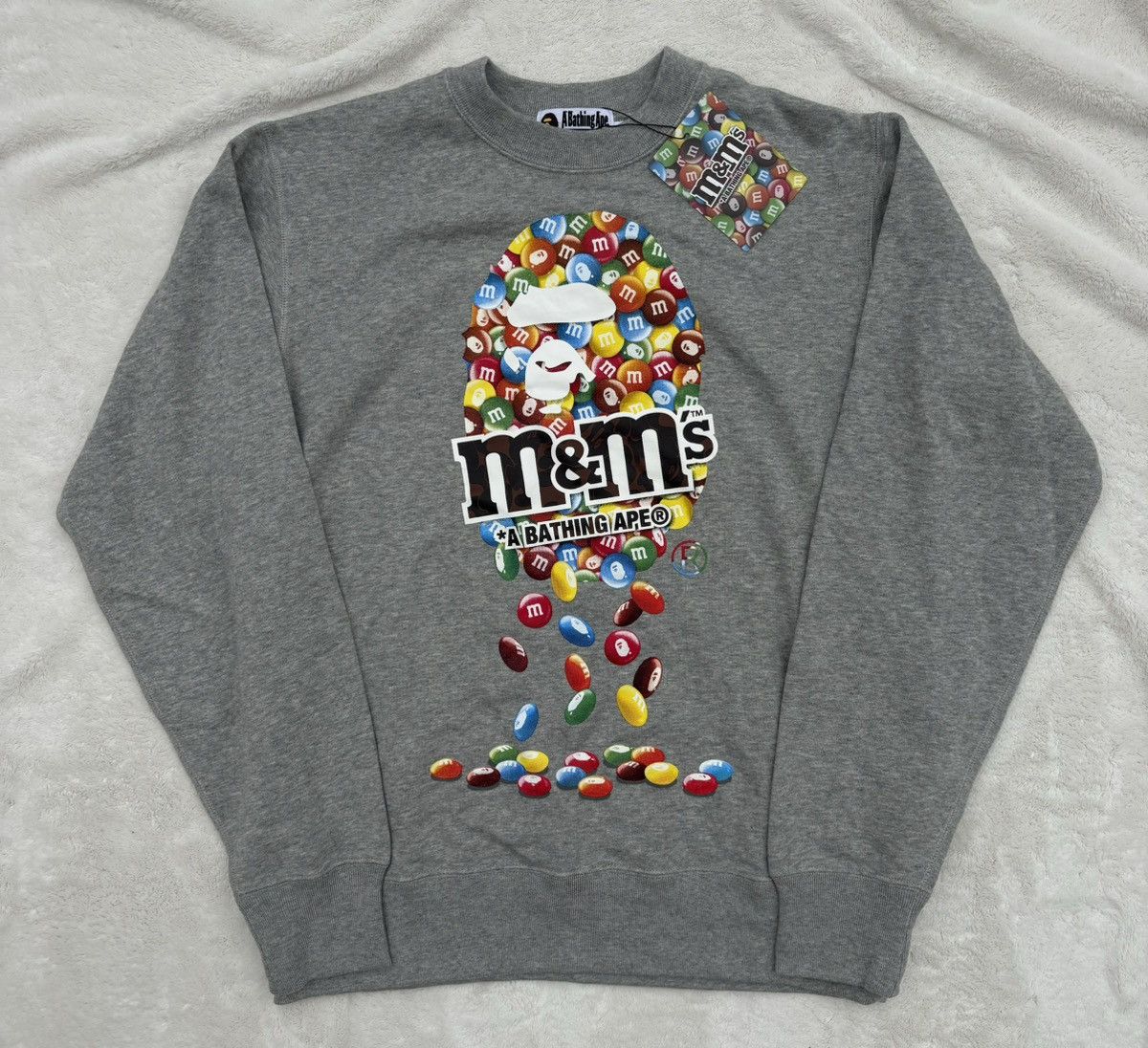 Bape Bape x M&M Grey Ape Head Crewneck Size US L / EU 52-54 / 3 - 1 Thumbnail